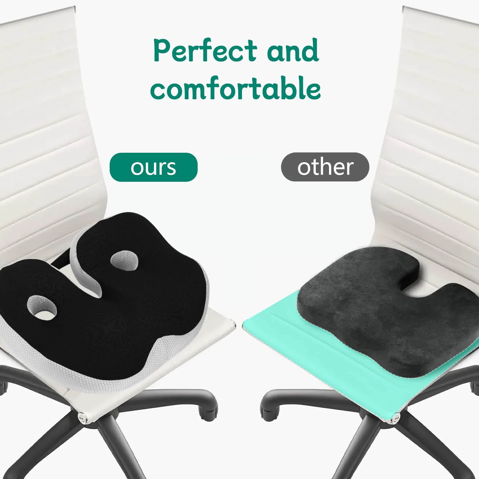 Ergonomiczna Poduszka Biurowa Memory Foam Coccyx, Regulowana Szerokość Siedziska, Czarna