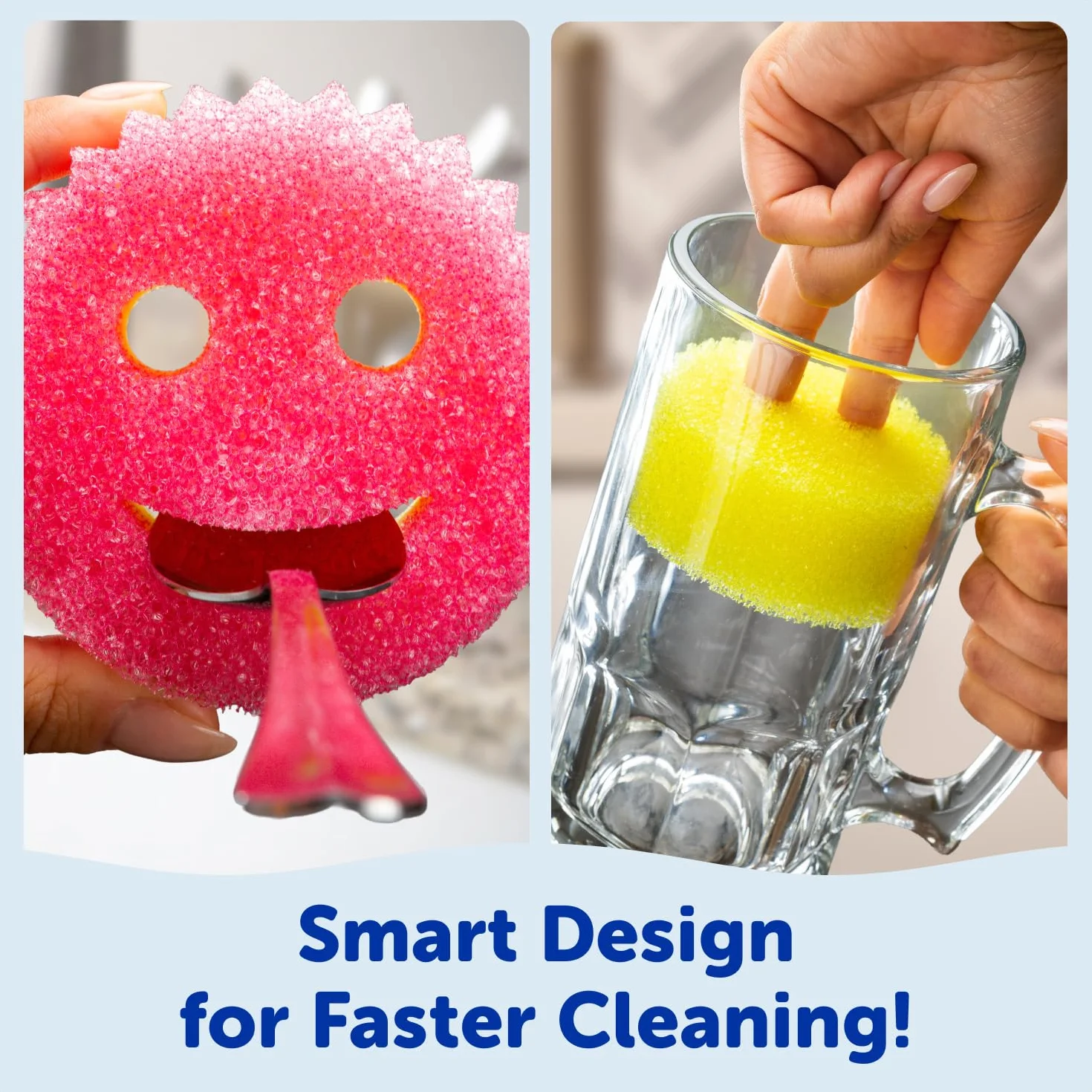 Scrub Daddy Gąbki Scrub Mommy gąbka do szorowania naczyń + gąbki do czyszczenia kuchni, łazienki i wielu powierzchni – dwustronne, dostępne wyłącznie online (3 szt.)