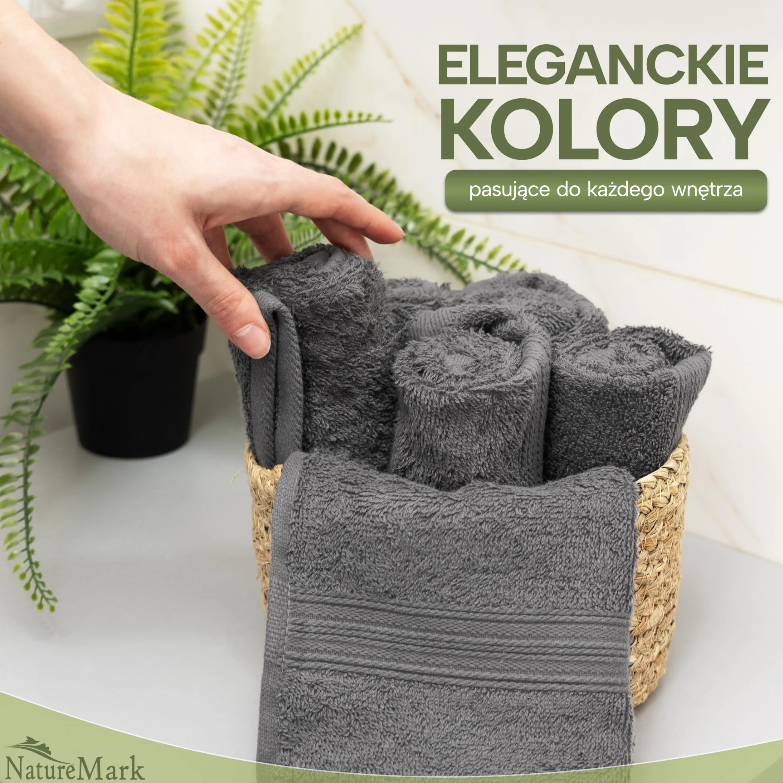 NatureMark Ręczniki gościnne – Zestaw 12 sztuk (30x50 cm), 100% bawełna, certyfikat Oeko-Tex, miękkie, chłonne i łatwe w pielęgnacji – Do łazienki, dla gości i spa – Kolor Antracyt/Szary
