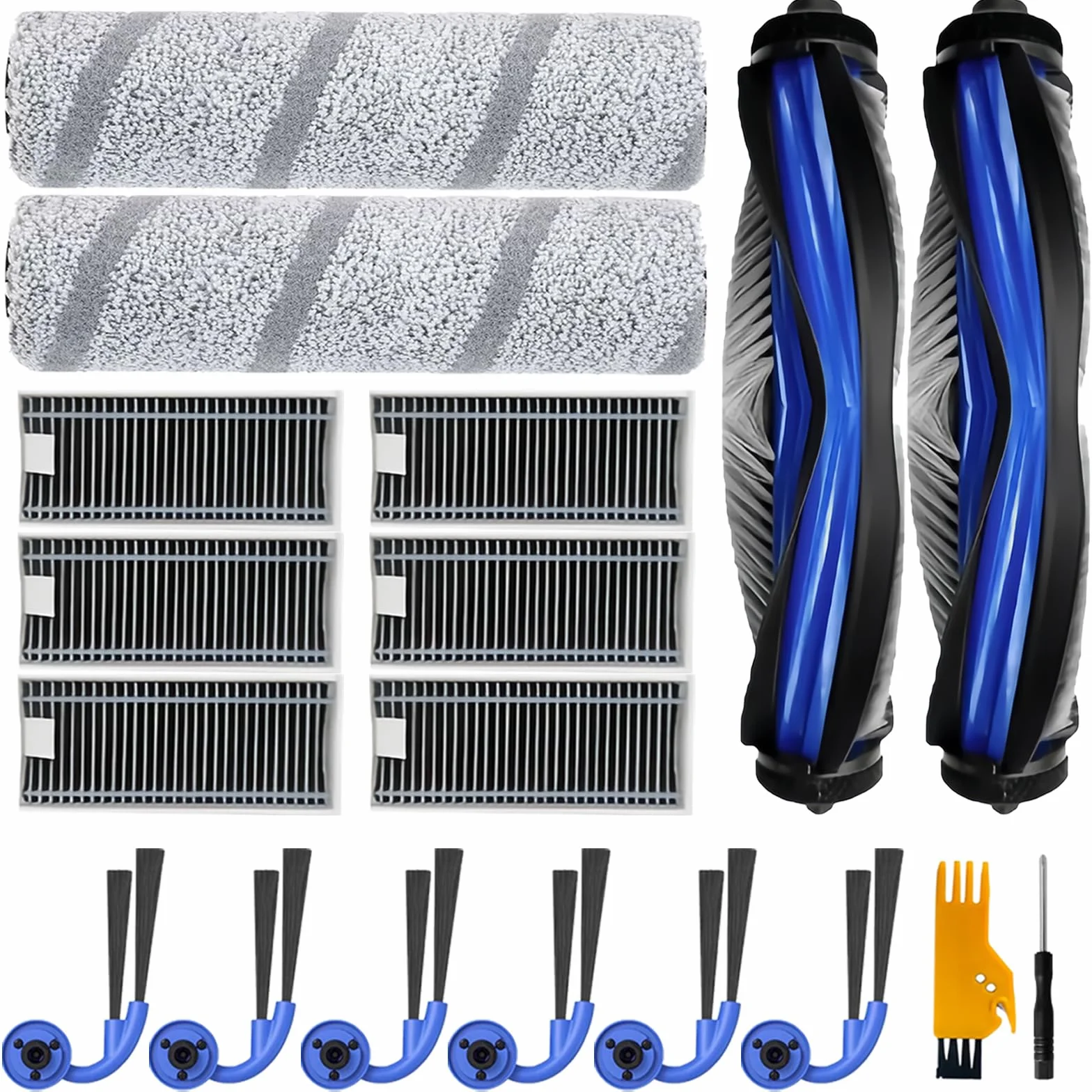 Akcesoria do ECOVACS DEEBOT X11 OMNICYCLONE, X9 PRO Omni Odkurzacze | X11 PRO Omni Części Zamienne 18 sztuk, 2 Szczoteczki Gówne, 2 Szpilki na Rolk, 6 Filtrów, 6 Szczoteczek Bocznych