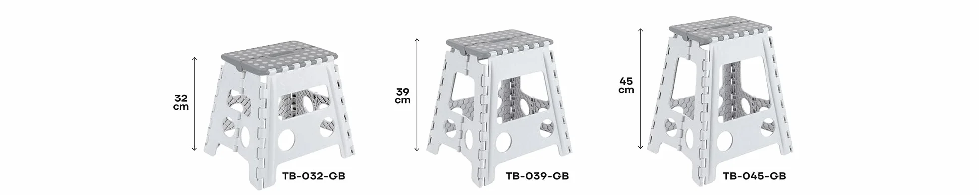 ARREGUI TB-039-GB mały składany taboret, dla dzieci i dorosłych, przenośny, składany stołek, obciążenie 150 kg, taboret do kuchni, łazienki, na kemping, do ogrodu, 39 cm wysokości, biały