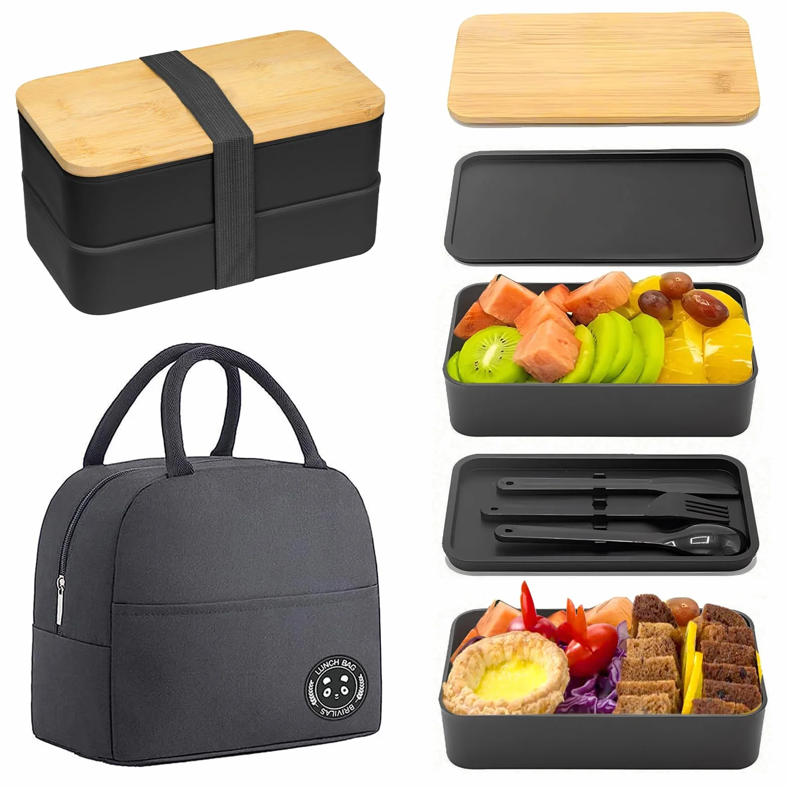 Pudełko na lunch bento pudełko śniadaniowe pudełko na przekąski pakiet dzielnik japoński styl pudełko na lunch z łyżką