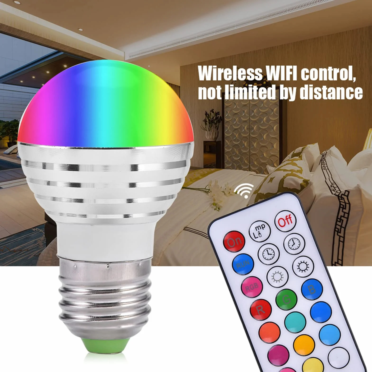 Żarówka LED RGB Zmieniająca Kolor świecy, z Zestawem Pilota, Odpowiednia do Korytarzy, Hoteli, Barów, Kawiarni, E27 3W