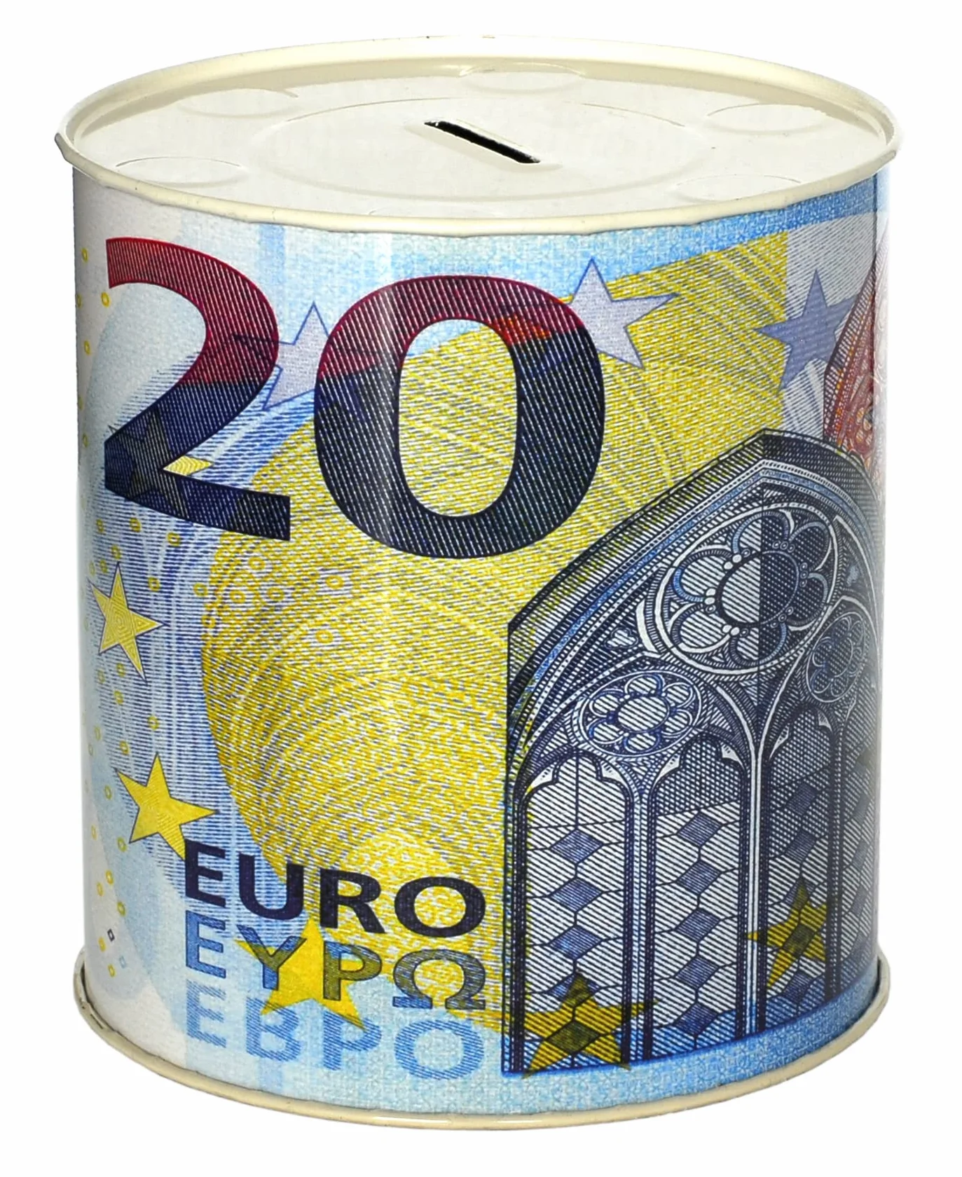 1 Skarbonka Pieniądze Papier Moneta Banknoty Metalowe Nieotwierane Metalowe (Losowy banknot euro) 14 x 13 cm