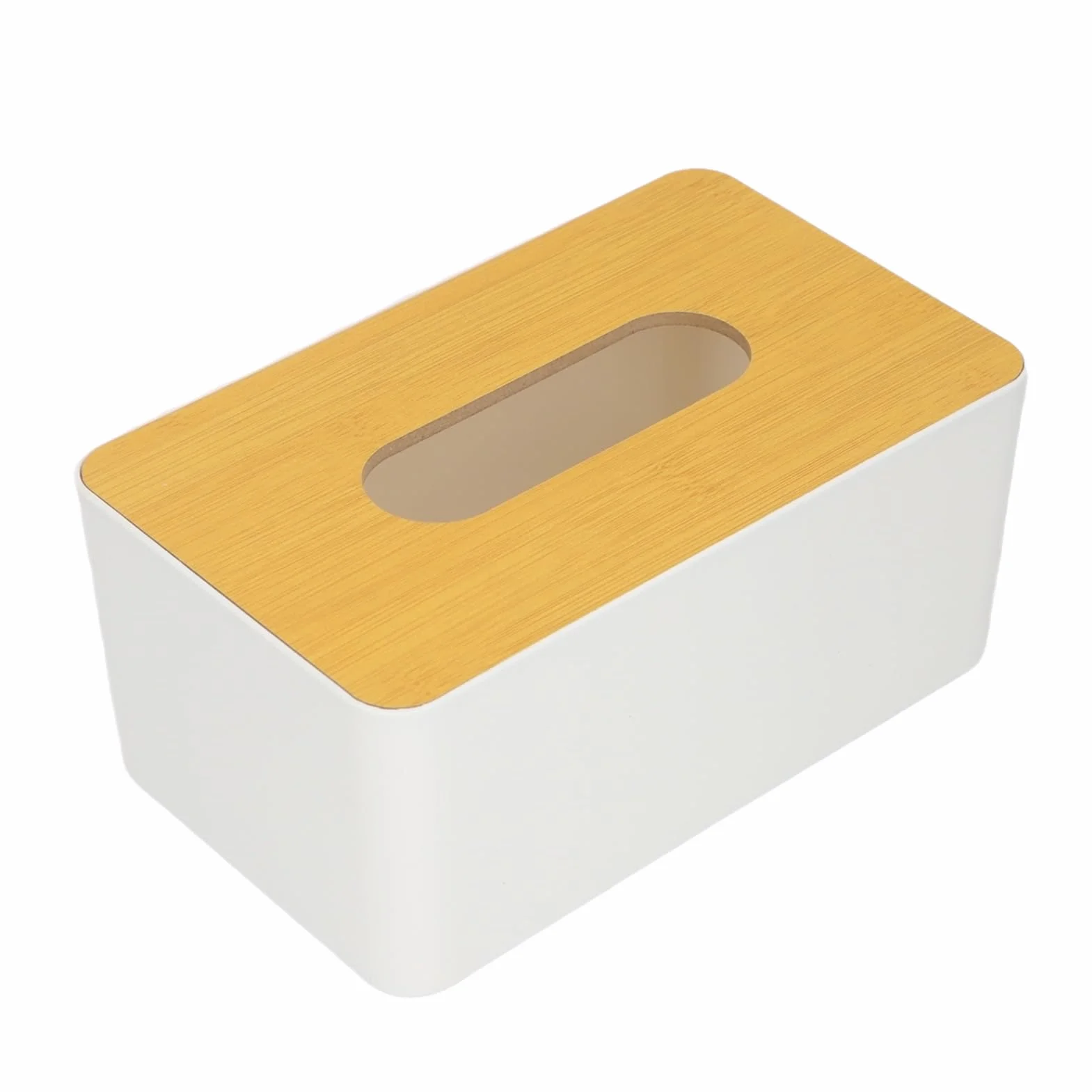 Pudełko na Chusteczki z Bambusa, Kwadratowe, Zdejmowana Osłona, Plastikowy Organizer do Przechowywania, 13.5x13 cm