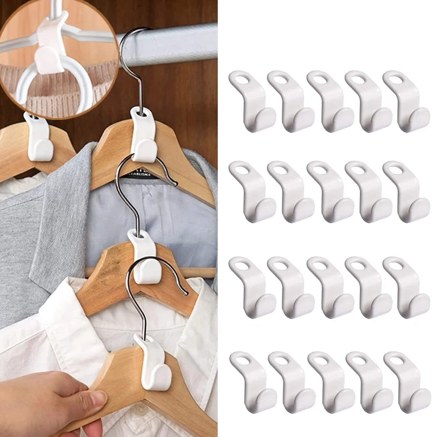 Clothes Hanger Connector Hooks - Hangers Space Saving - Clothes Organizer - Collage Dorm Room Essentials - 20 PCS Heavy-Duty Clothes Closet