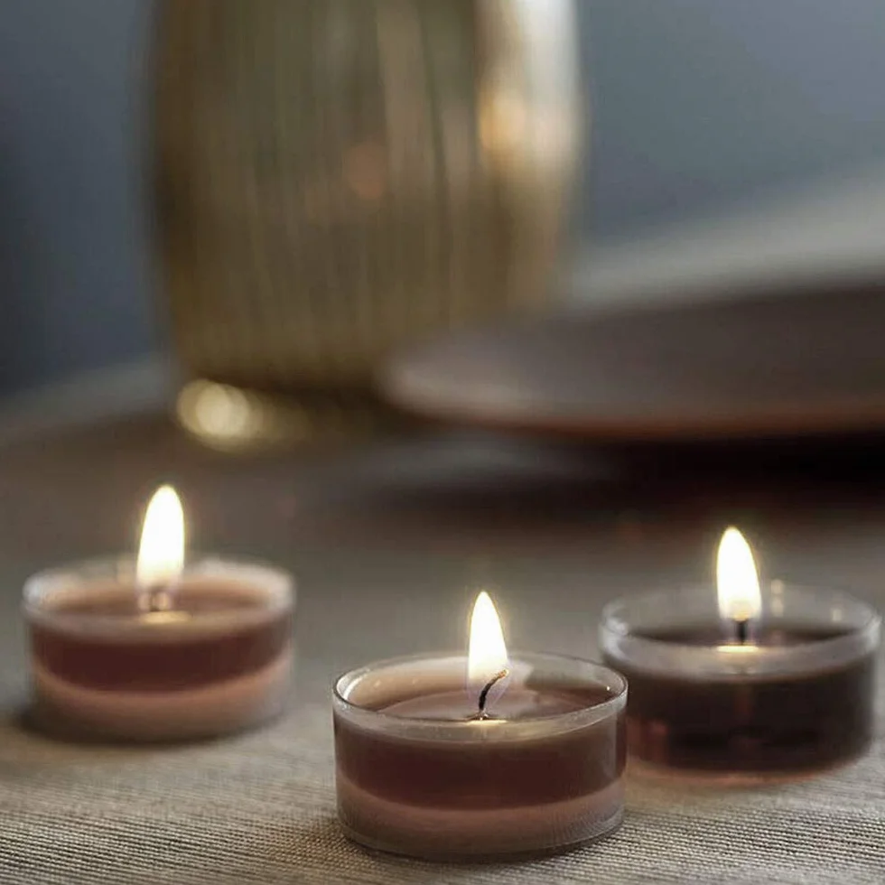 Spaas 30 Scented Clearlights Tealights Transparent Clear Cup 4.5 Hours Exotic Wood