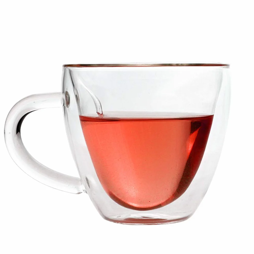 Szklany kubek, w kształcie serca podwójna ściana szklany kubek żaroodporny kubek do herbaty 180 ml/240 ml