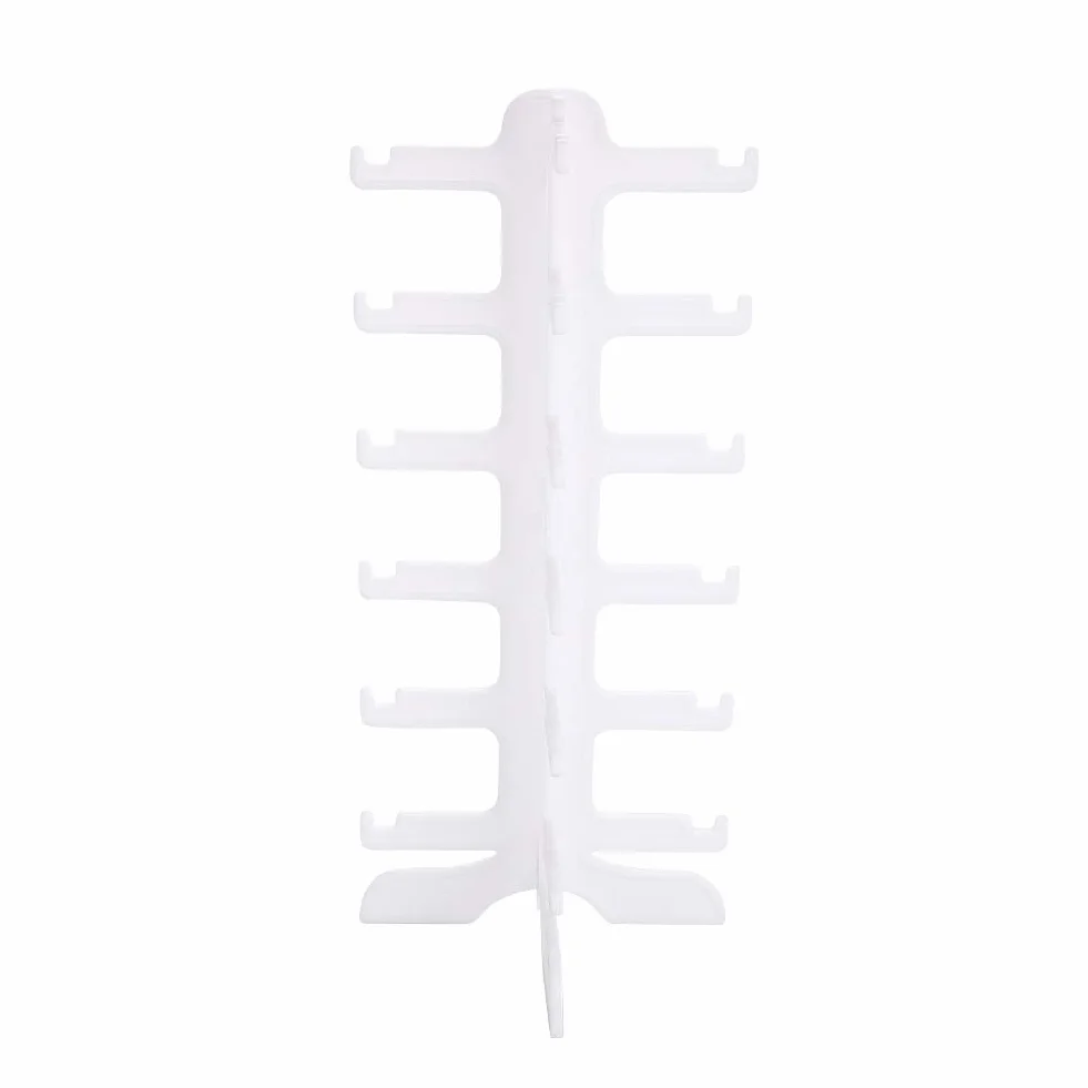 Stojak na Okulary Przeciwsłoneczne, Biały Organizer na 6 par, Uchwyt Wyświetlacz, 35,5 x 15,8 cm, do Biurka