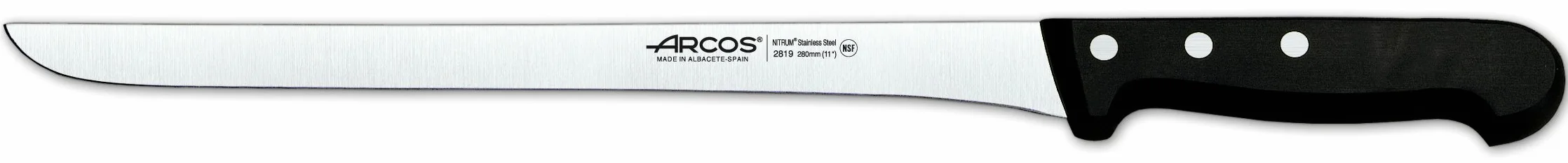 Arcos Seria Universal – nóż do krojenia szynki – ostrze stal szlachetna nitrowa 280 mm – uchwyt ręczny polioksymetylen (POM) kolor czarny