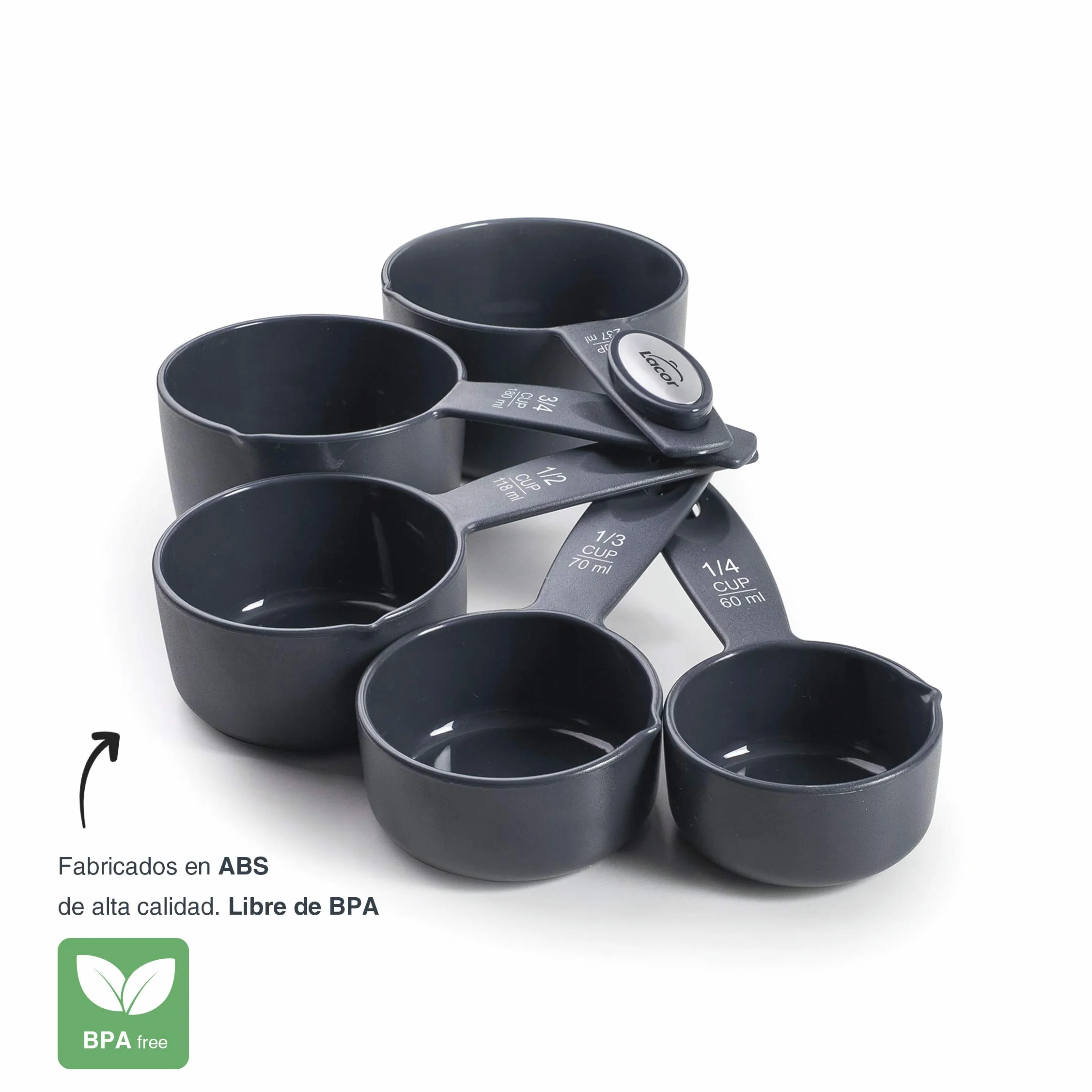 Lacor Zestaw 5 Kubków z Miarką Tworzywo Sztuczne BPA Free Szary