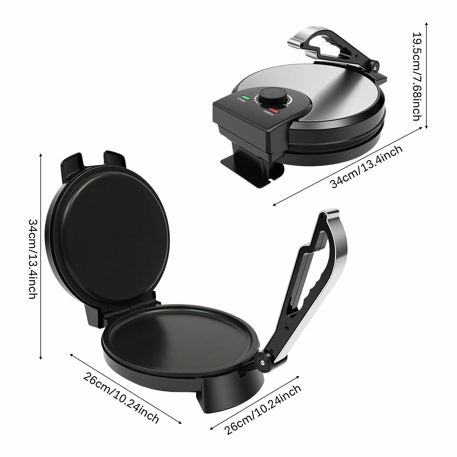 Roti Maker elektryczna prasa do ciastek chapati tortilla, dwustronne ogrzewanie, stal nierdzewna, do smakołyków, tortilli, chleba pita 1200 W