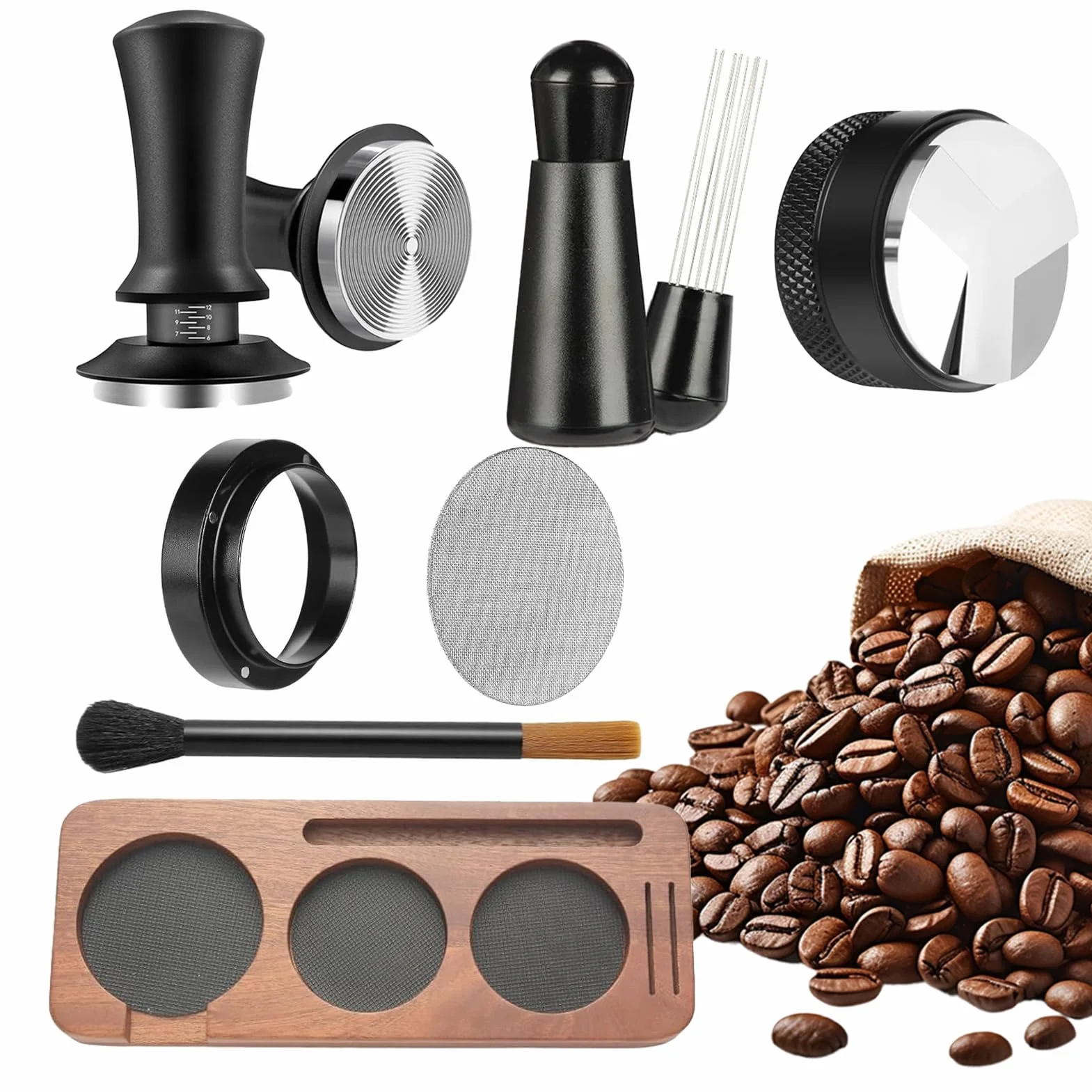 Zestaw do Ubijania Kawy Przenośna Pranownica Do Kawy Gadżet Kuchenny | 51 mm Akcesoria do Ubijania Espresso do Domu Kuchni Apartamentu Kawiarni Baru dla Entuzjastów