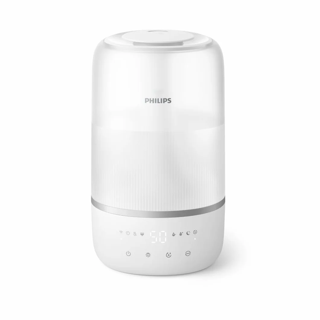 Philips Inteligentny nawilżacz, kompaktowy i mocny, z mgiełką Sky High, czas pracy do 32 godzin, aromaterapia, cichy, z ustawieniem snu i lampką nocną, do pomieszczeń o powierzchni do 38m² (HU1509/00)