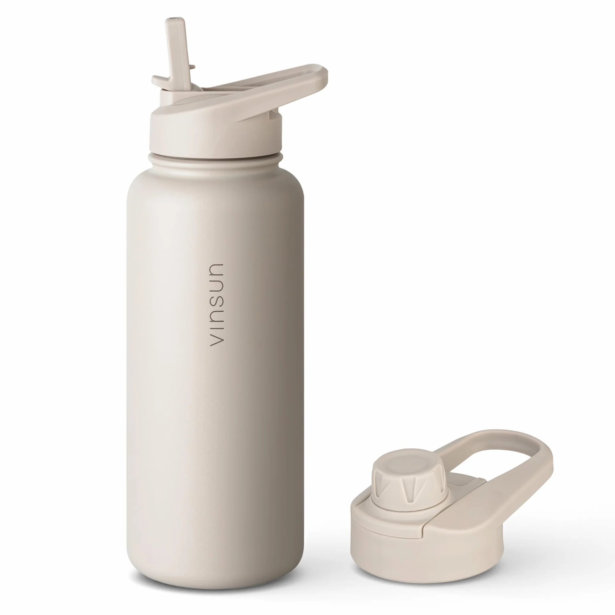 VINSUN Butelka do picia, stal szlachetna, 1 l / 750 ml, słomka lub otwór do picia, szczelna, do napojów gazowanych, bez BPA, termos do uprawiania sportu, do szkoły, biura, na rower