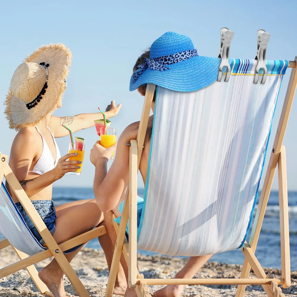 Duże klamerki ze stali nierdzewnej, 6 szt. spinaczy do ręczników plażowych i koców