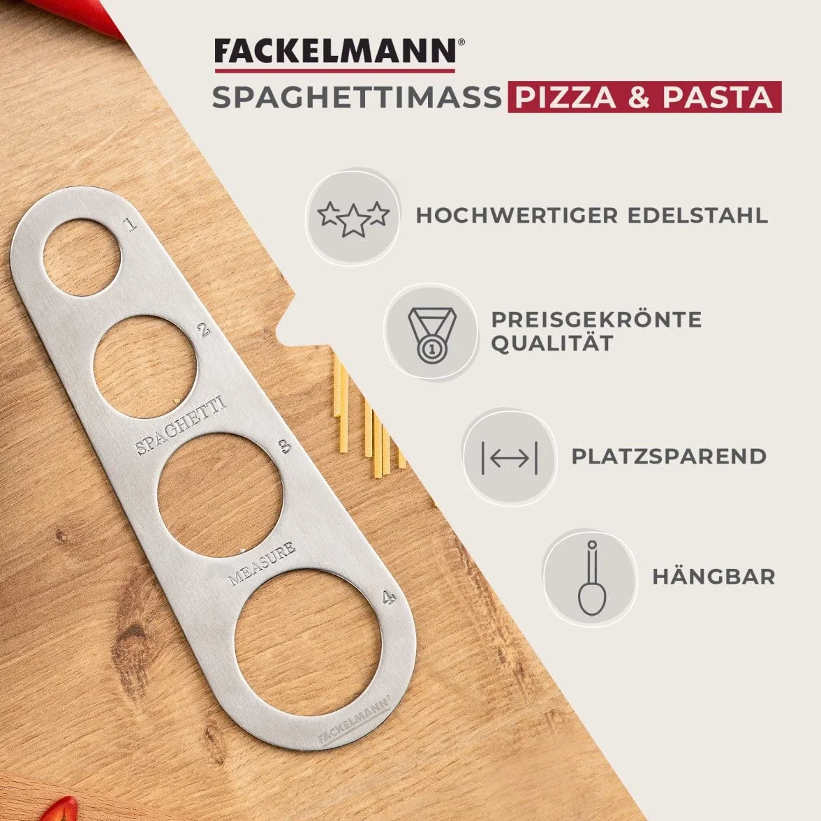 Fackelmann Miarka do spaghetti do makaronu (spaghetti) – dozownik makaronu dla maksymalnie 4 osób – łatwy pomiar ilości makaronu