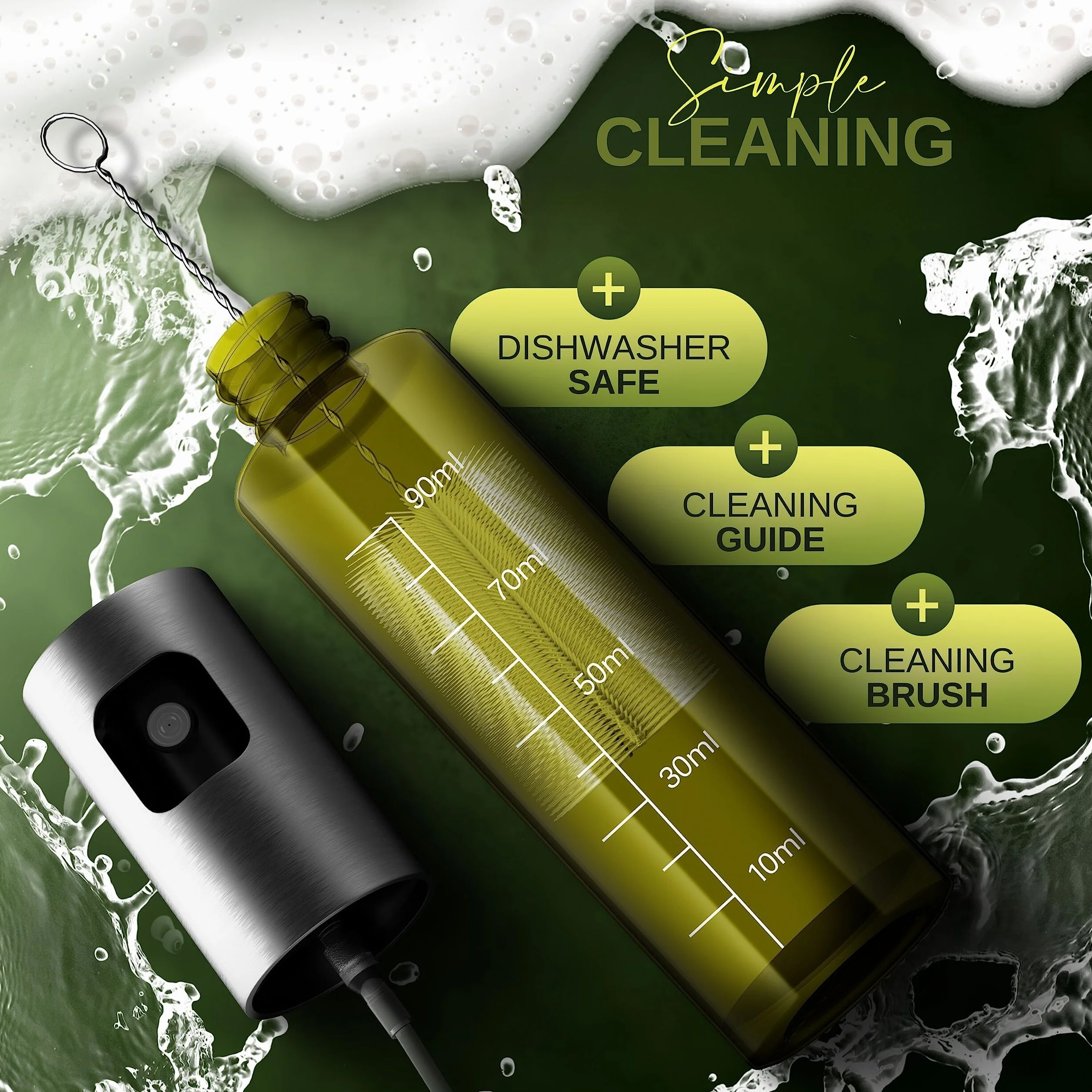 Leisure Life® | NOWOŚĆ | Rozpylacz do oleju | Wzmocniona obudowa ze stali nierdzewnej | Szkło chroniące przed UV | 100% wolny od BPA | 100 ml rozpylacz do oliwy z oliwek i zdrowego gotowania