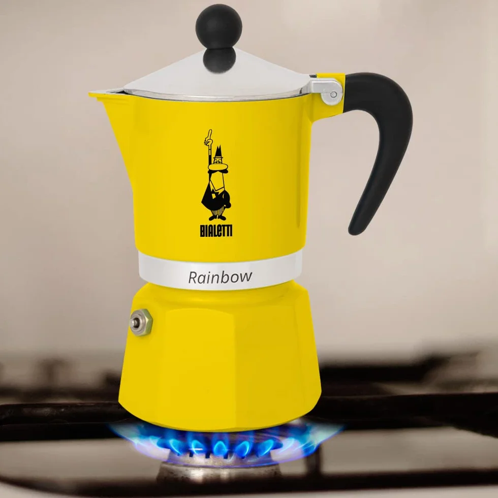 Bialetti Dzbanek do kawy w kolorze tęczy, aluminium, żółty, 1 filiżanka, żółty, 30 x 20 x 15 cm