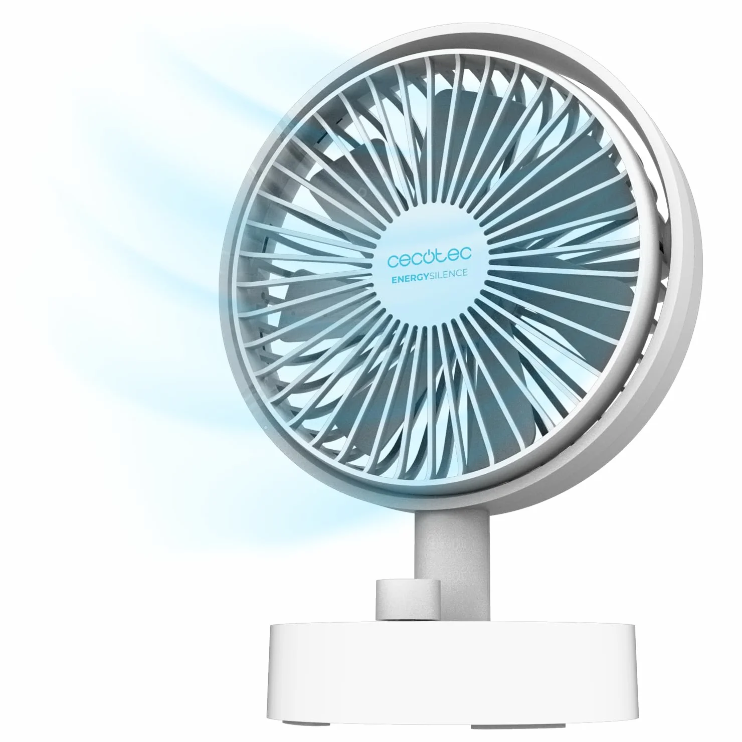 Cecotec - Przenośny wentylator stołowy z baterią EnergySilence 2000, 2000 mAh - długotrwały, 6 cali, automatyczna oscylacja, regulowane nachylenie, biały