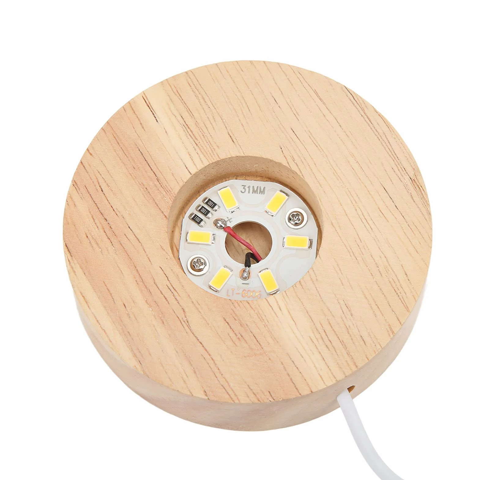 Drewniana Podstawa Wyświetlacza LED, Podstawa światła LED USB Wygodna i Praktyczna, Drewniana Podstawa Wyświetlacza LED do Sztuki żywicy ze Szkła Kryształowego 3D (ciepła, jasna