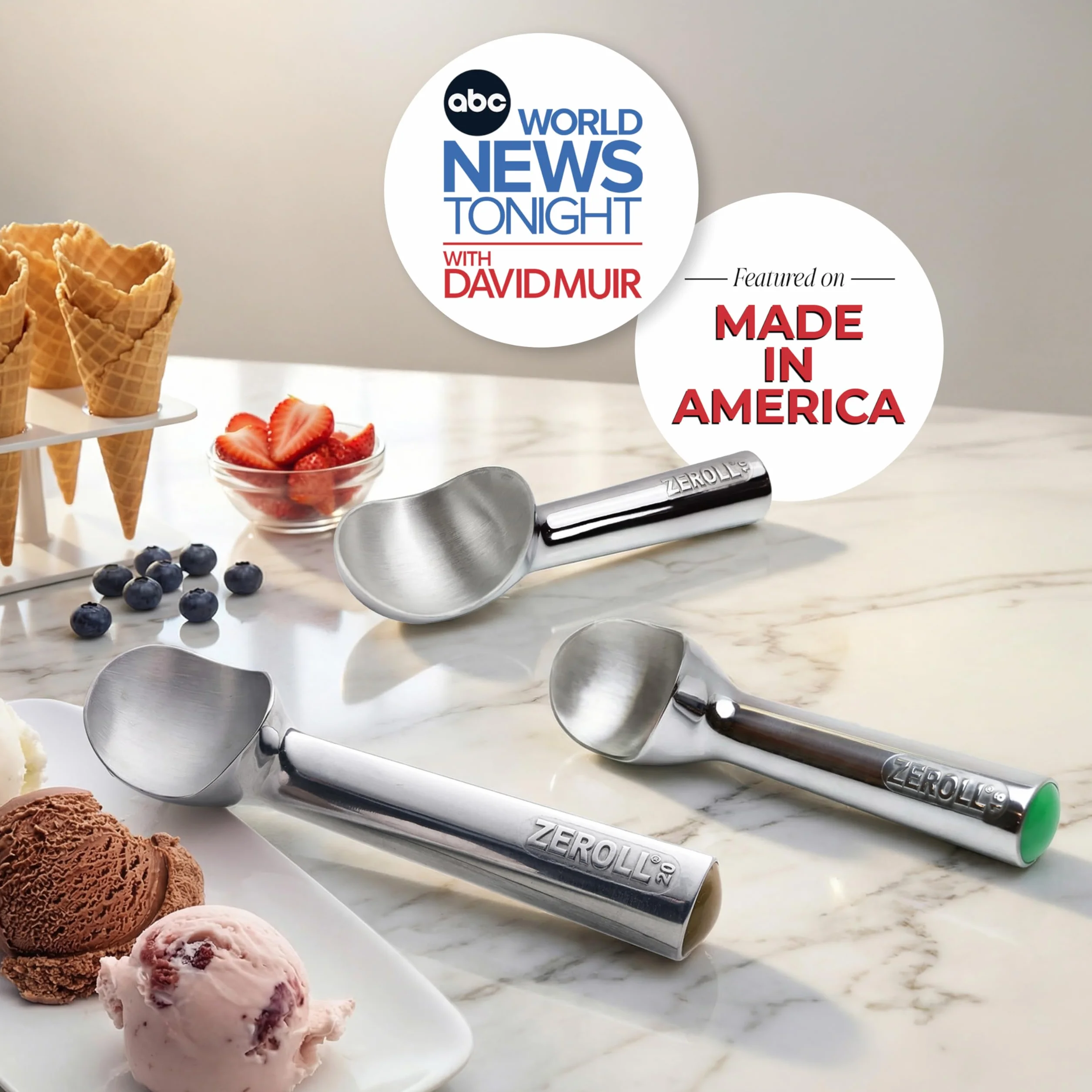 Zeroll 1016 oryginalny Ice Cream Unique Liquid Filled Heat Conductive Handle Simple One Piece Aluminium Design Easy Release 32 Scoops per Gallon Made in USA, 2,5 uncji, srebrny