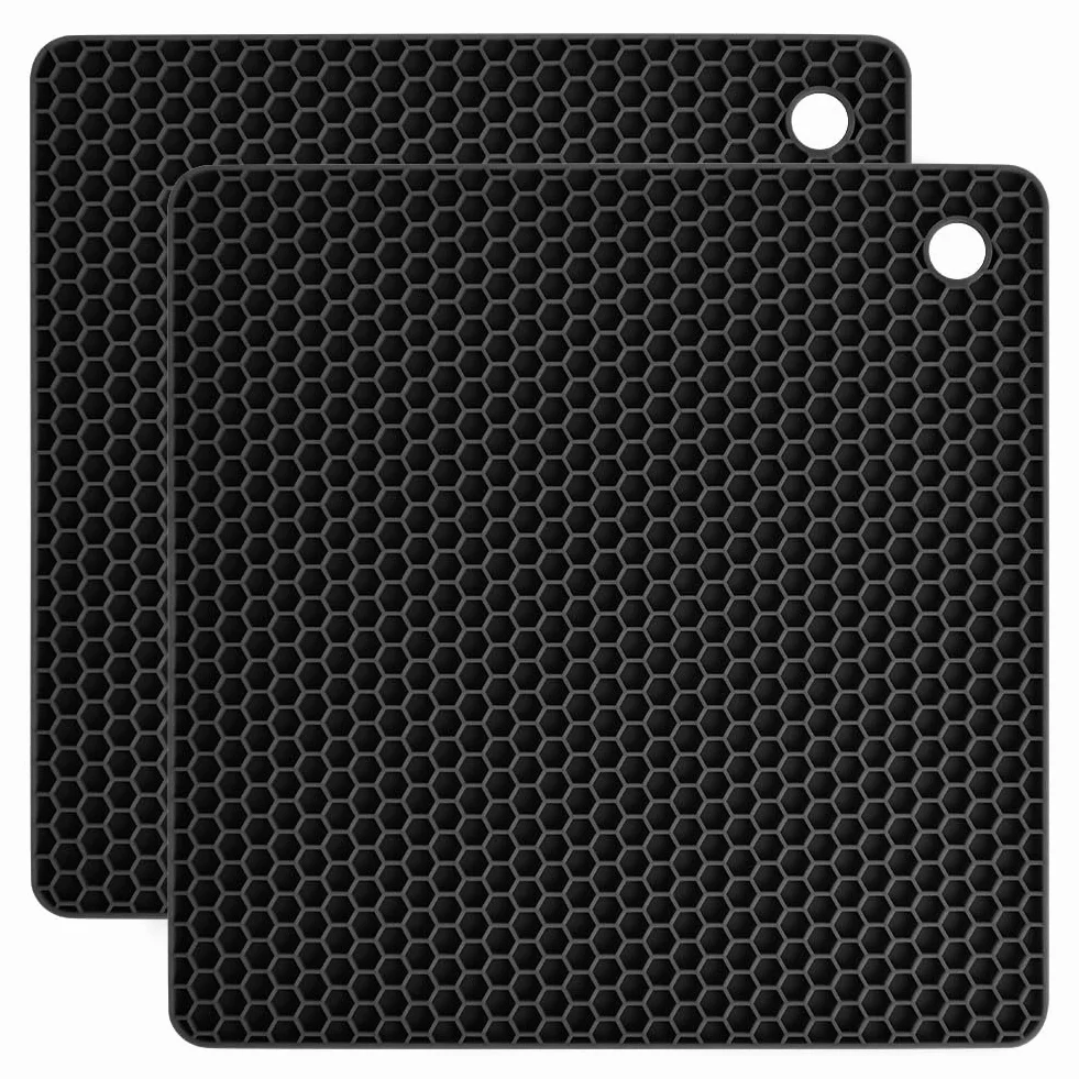 Flintronic Ochraniacz na patelnie, 2 sztuki, ochrona garnków, 32 cm, odporność na wysokie temperatury, kwadratowe ochraniacze garnków, regulowany rozmiar, antypoślizgowa ochrona patelni, garnków