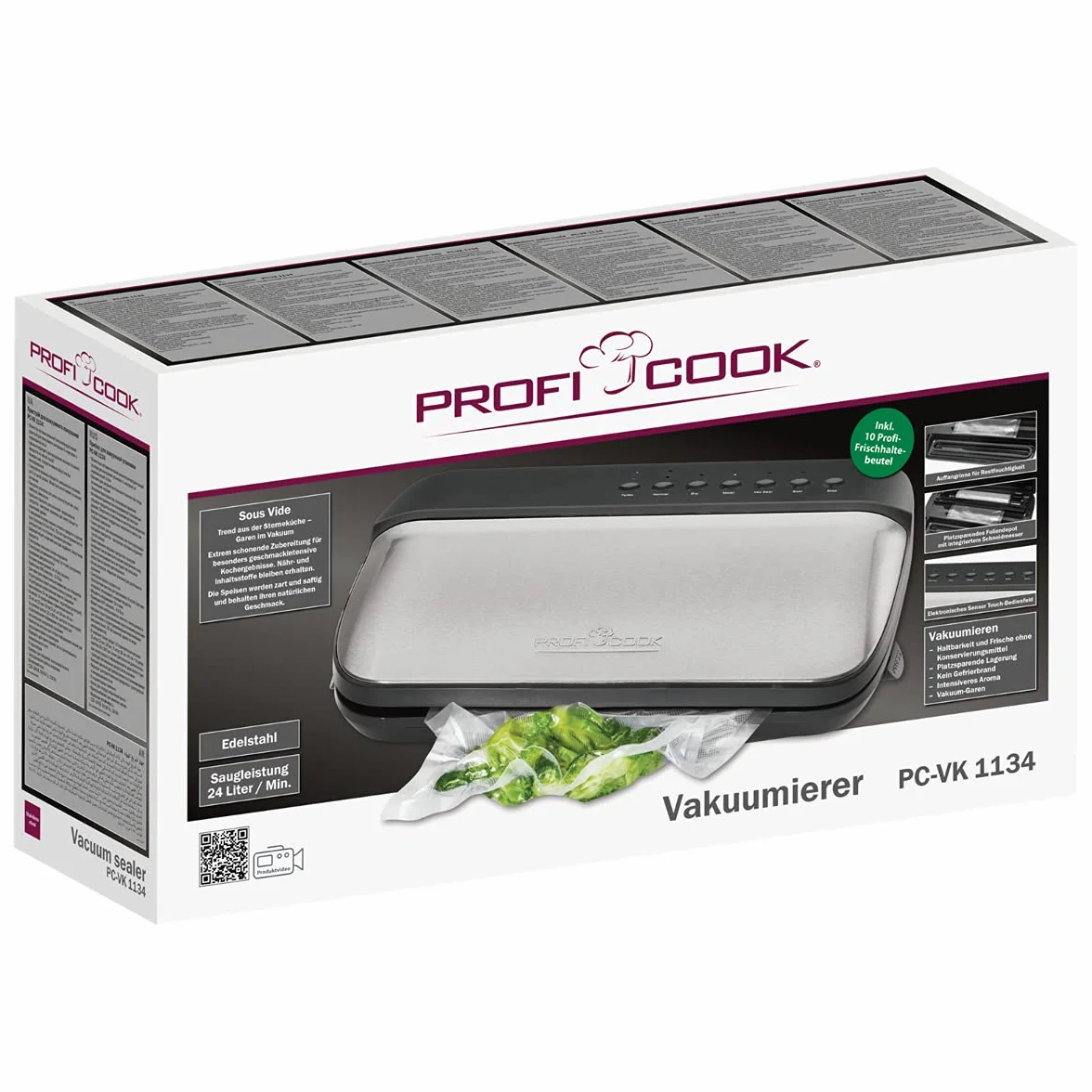 Profi Cook PC-VK 1134 - maszyna sous vide 8x länger frisch ze stali nierdzewnej