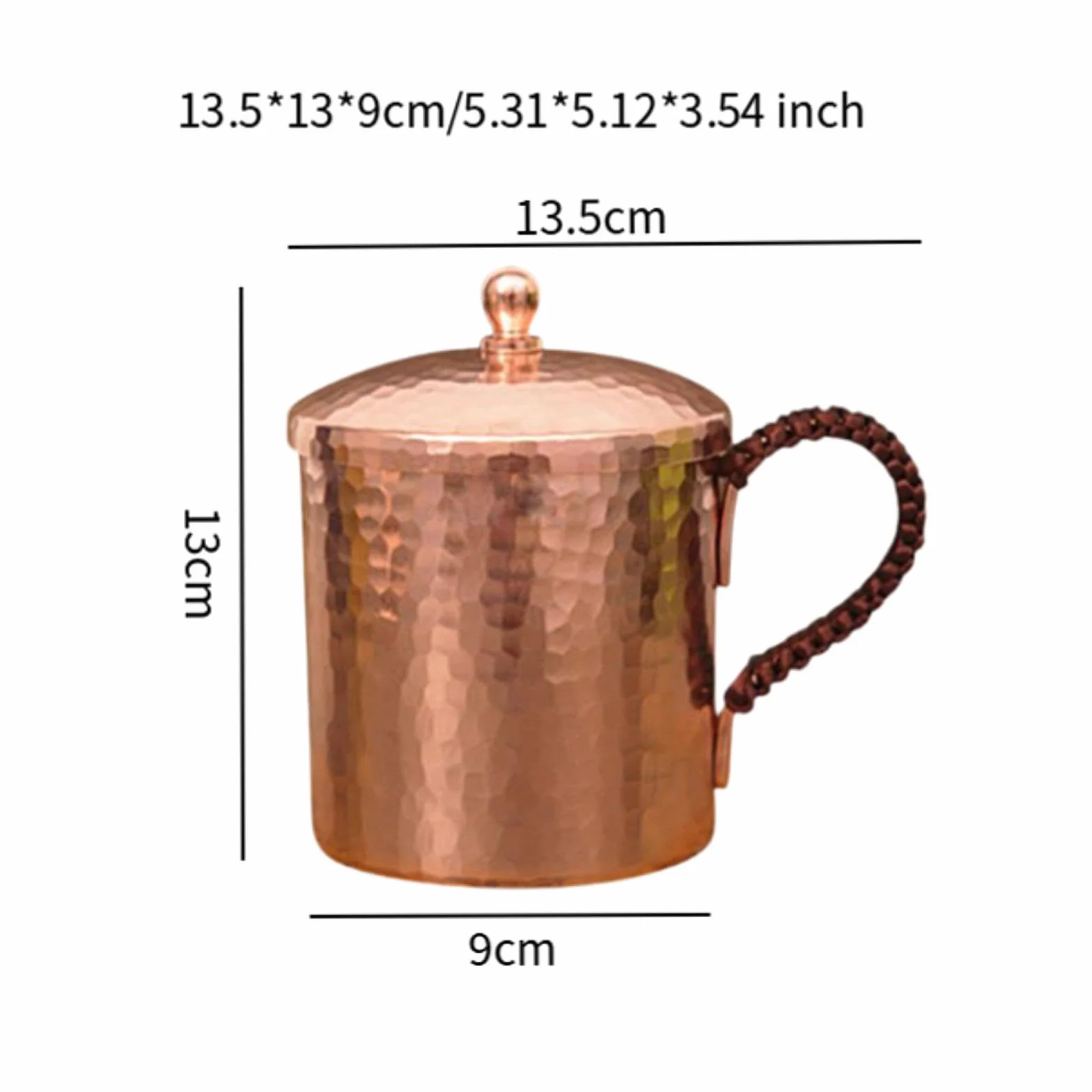 550 ml ręcznie wykonany miedziany kubek na wodę, prezent na parapetówkę, przenośny miedziany kubek do kawy do baru, A