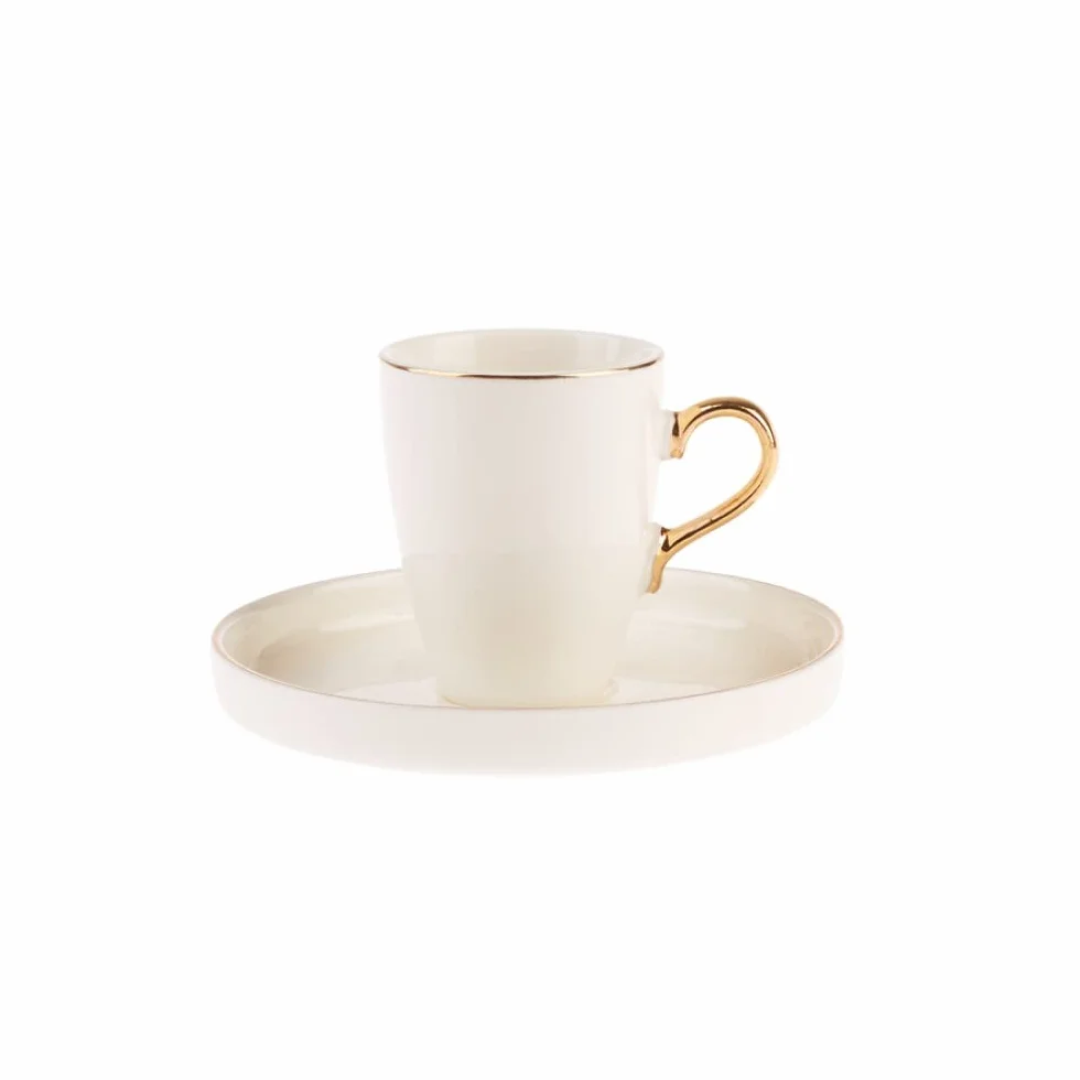 KARACA Pippo Espresso Coffee Service dla 6 osób, 6 filiżanek kawy i 6 spodków, mocny kubek mokki, grube kubki do kawy, filiżanki espresso, porcelana