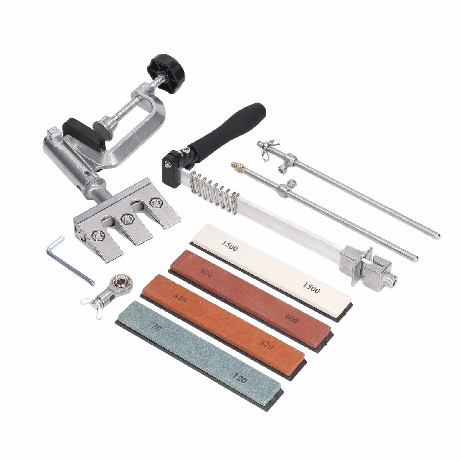 Zestaw do ostrzenia noży, 360° Flip Rotation Fixed Angle Knife Sharpening System with 4 Whetstones, Hex Wrench, Professional Kitchen Chef Knife Sharpening Kit, 120, 320, 600, 1500