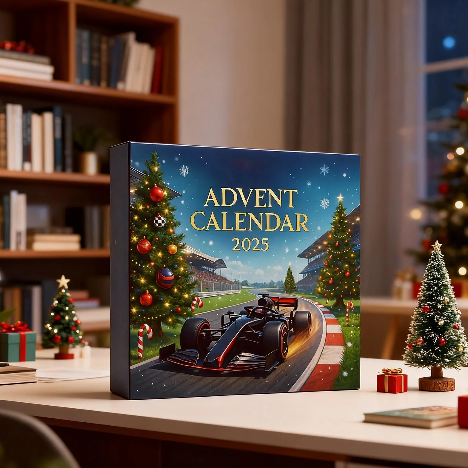 Racing 2025 Christmas Advent Calendar, 24-Day Countdown, 2D Racing Team Ornament, Holiday Surprise for Boys and Girls