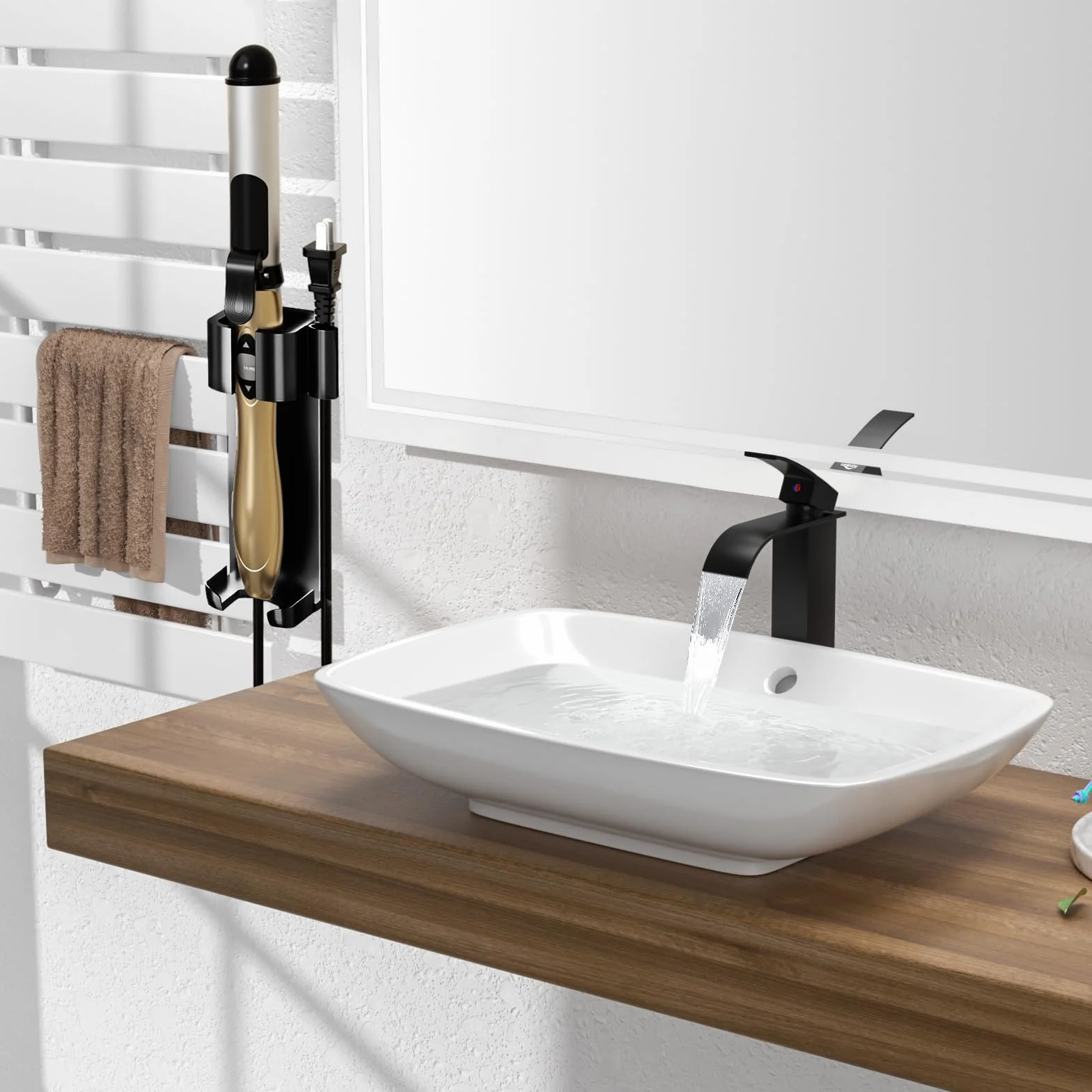 Niewymagający wiercenia uchwyt na prostownice i prostownice do włosów, uchwyt ścienny na szczotkę do prostowania i lokówki, odporny na wysokie temperatury, metalowy organizer do Dyson Airwrap