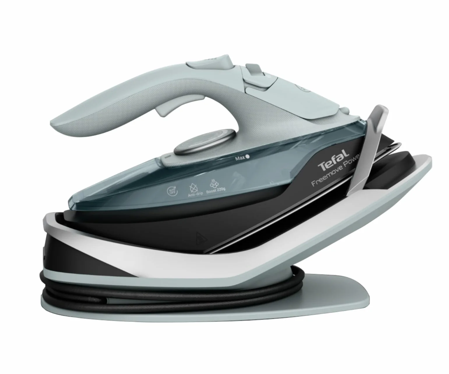 Tefal FV6670E0 Freemove Power Bezprzewodowe żelazko parowe, 2600W, auto-off, prasowanie w pionie, stały wyrzut pary 40 g/min, uderzenie pary 220 g/min, wysokiej jakości stopa ceramiczna