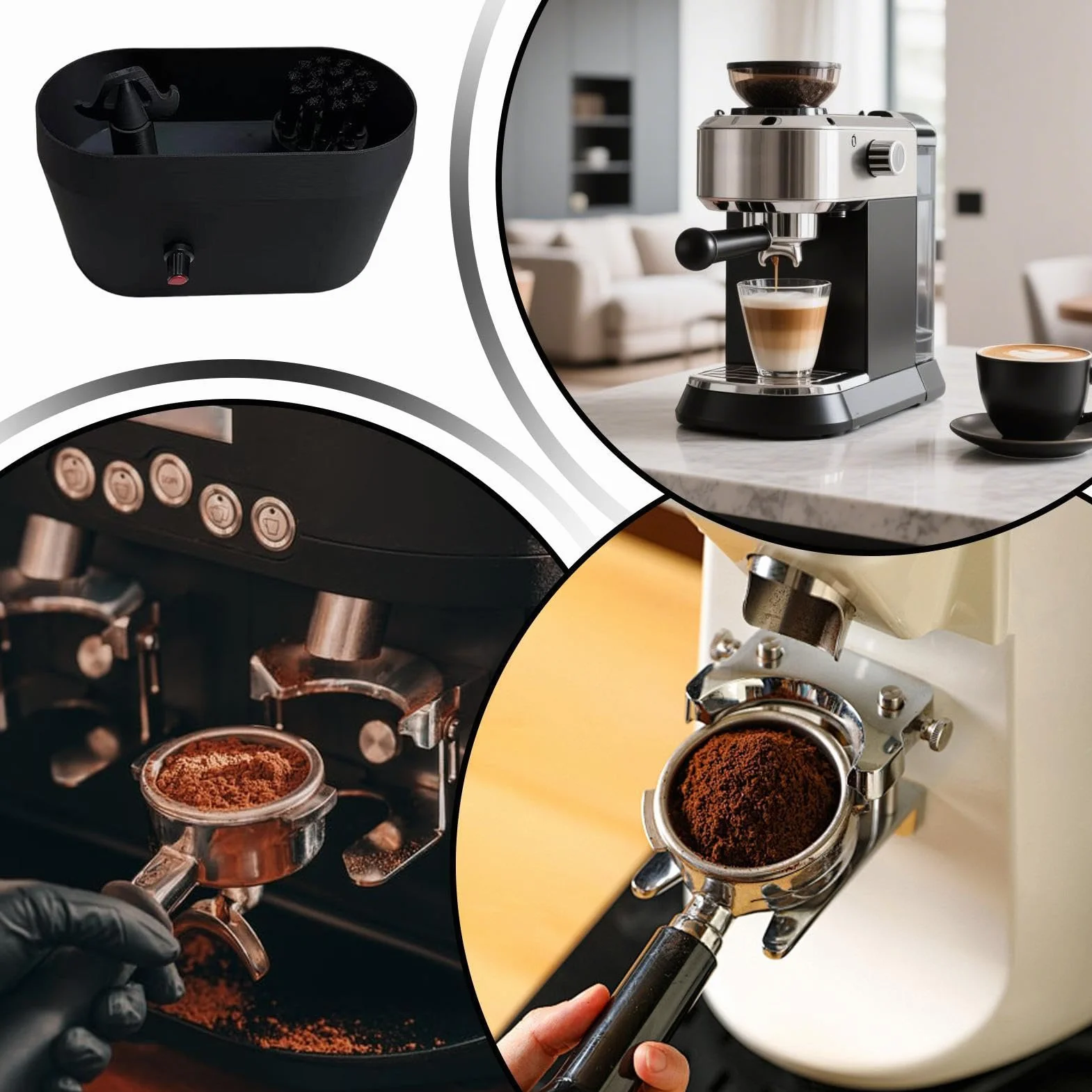 Coffee Portafilter Cleaning Kit Espresso Machine Portafilter Cleaner with Brush, zestaw do czyszczenia filtrów do kawy do systemów 51/53/58 mm