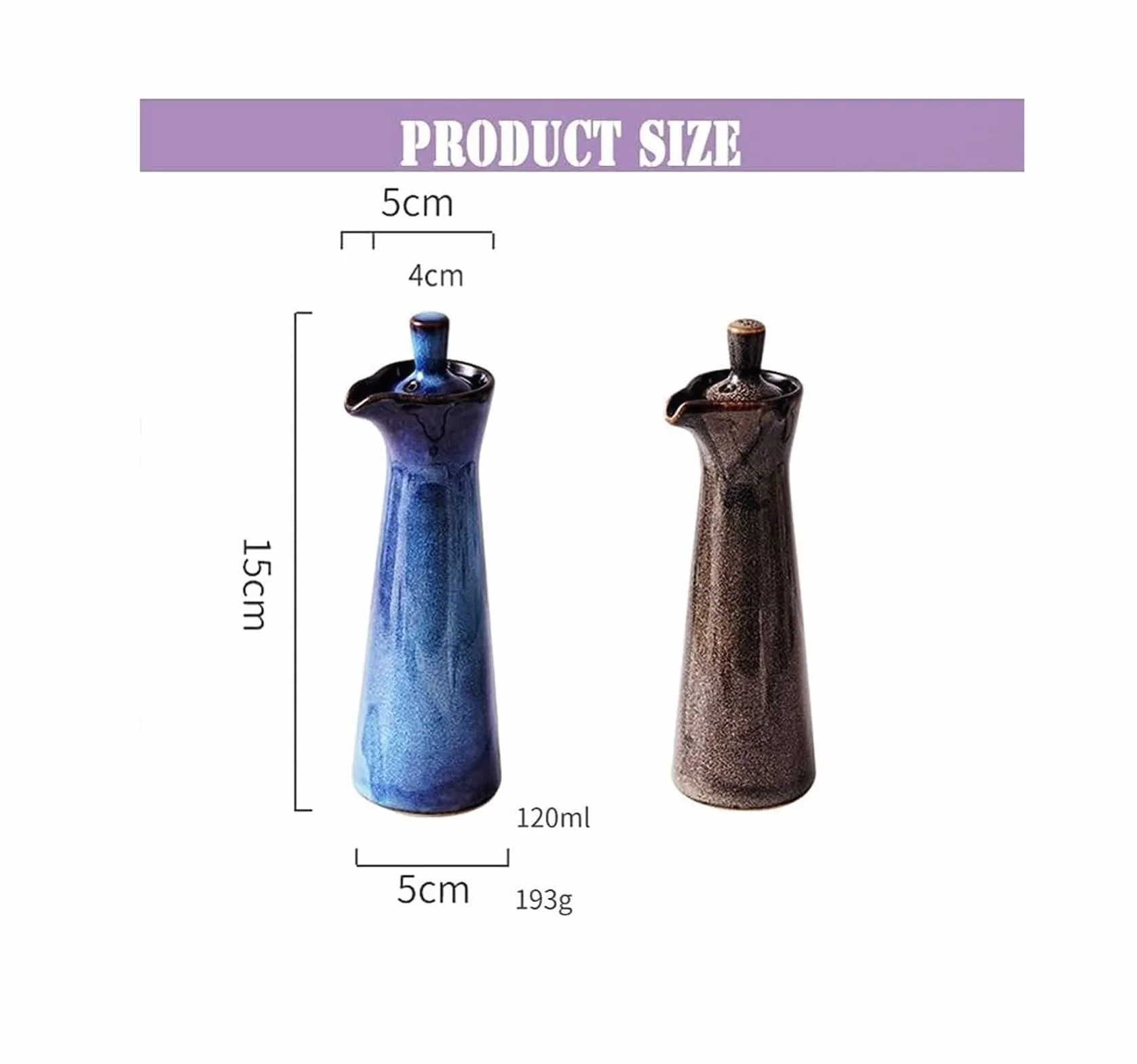 Dozownik oleju i octu Dozownik oleju i octu, ceramiczne butelki octu olejowego małe 120ML butelka na sos sojowy Jar ocet Sos łodzie przyprawy Ocet(Brown)