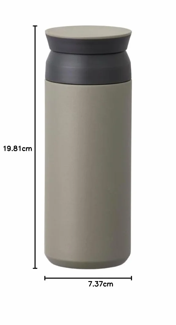 Kinto Kubek podróżny - izolowana butelka khaki 480 g - podwójna ścianka i izolowana próżniowo, dzięki czemu Twój ulubiony napój jest gorący lub zimny przez wiele godzin