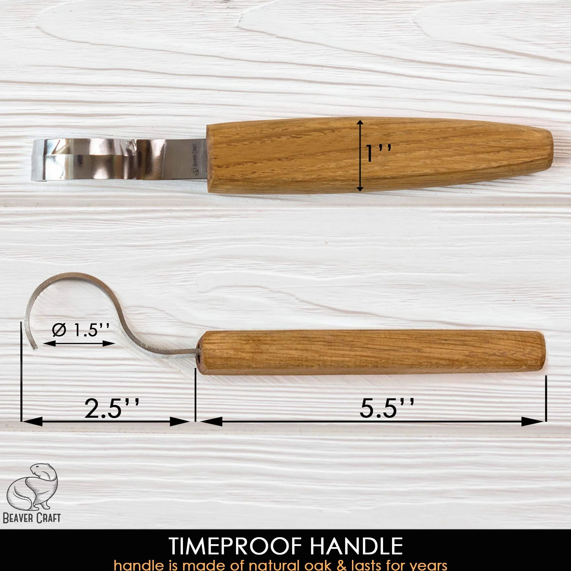 BeaverCraft Nóż z haczykiem SK2 dąb 3 cm ostrze łyżka do rzeźbienia w drewnie nóż do kubka miski, łyżki, rzeźbienia praworęcznego, zakrzywione narzędzia dla początkujących