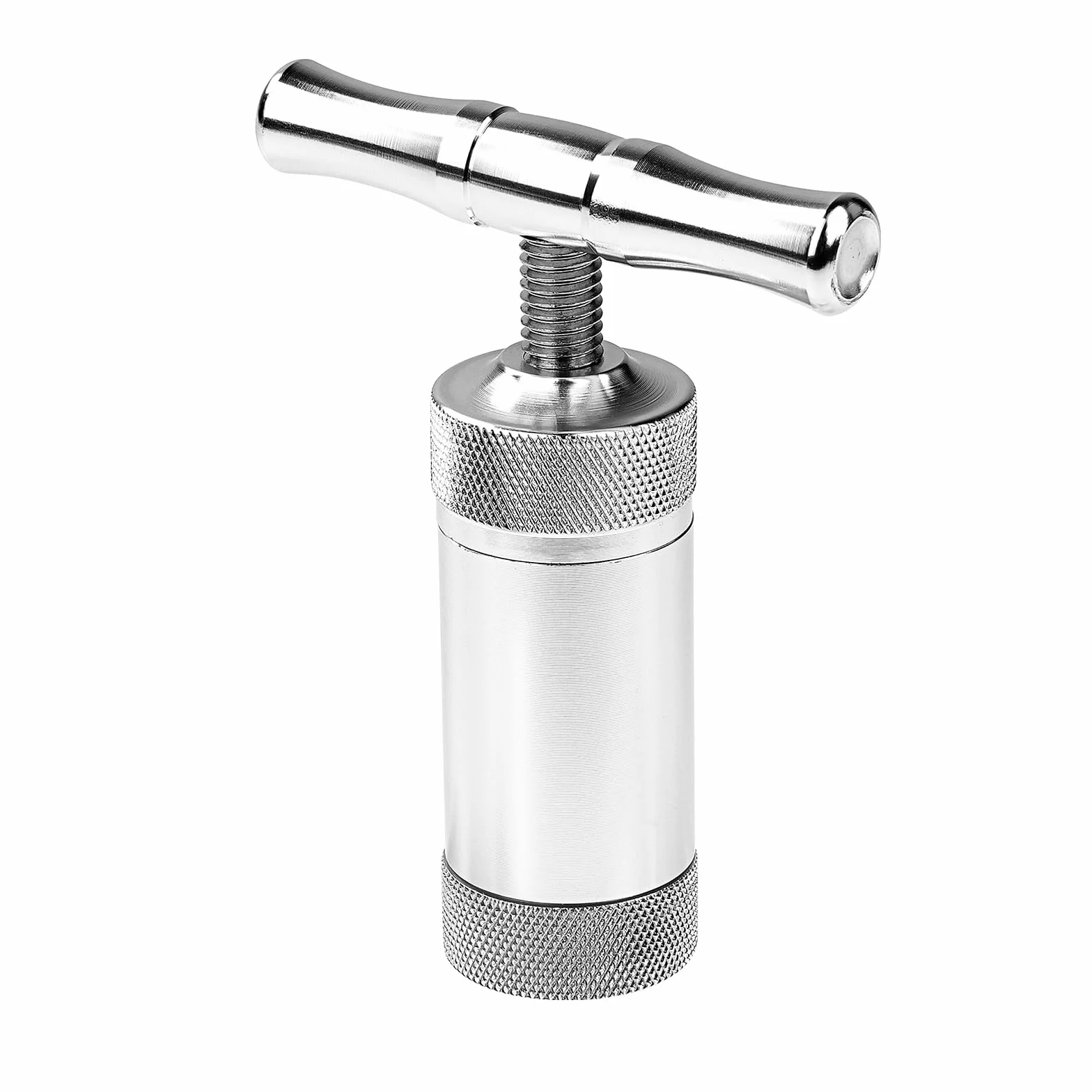 Metalowa Prasa do Pyłków, Srebrne Pudełko Prezentowe, Przenośna Prasa do Ziół w Kształcie Litery T do Kompresji Monet Tytoniowych, Cylindryczna 2,5 cm, Wytrzymała Prasa ze Stopu Aluminiowego