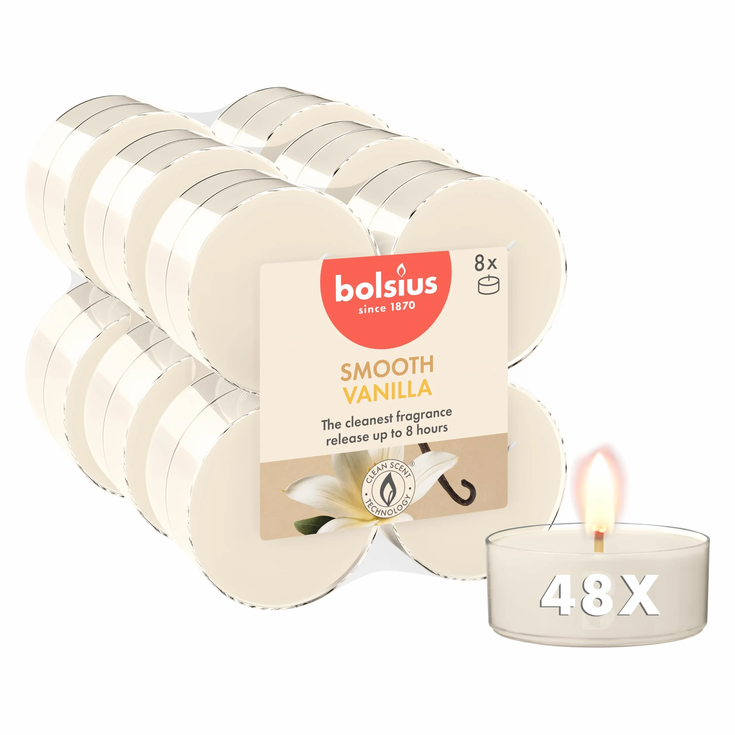 Bolsius Świece, Biały, 8 Sztuk
