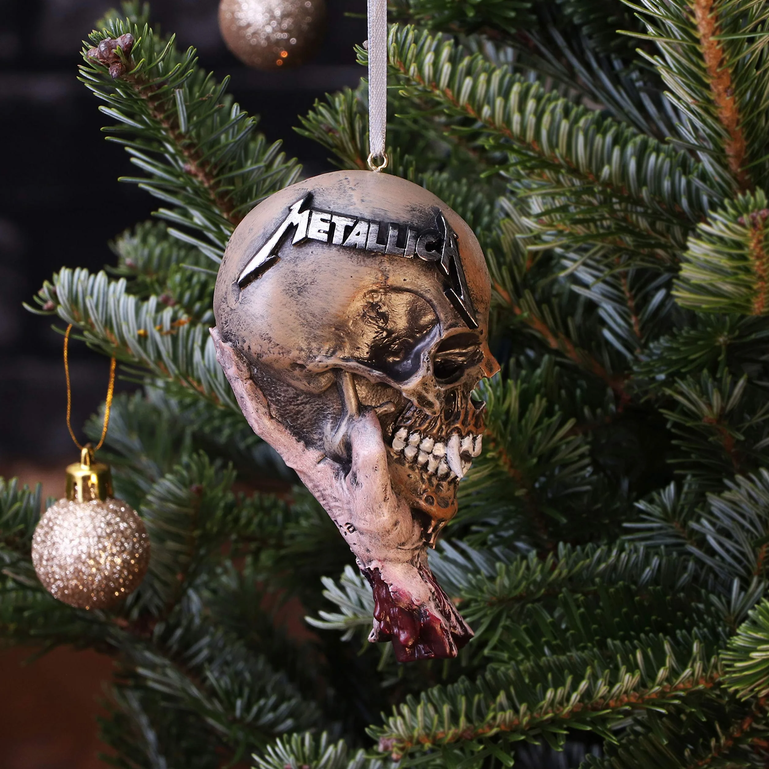 Nemesis Now Metallica 'Sad But True' wisząca ozdoba 10,8 cm, oficjalnie licencjonowany towar Metallica, opaska rockowa, dekoracja bożonarodzeniowa, odlewana z najlepszej żywicy, fachowo ręcznie