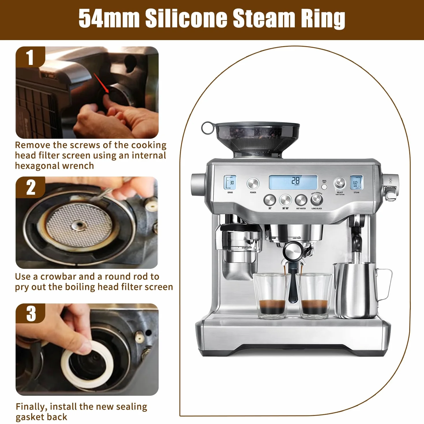 Zestaw 2 pierścieni uszczelniających do Sage The Barista Express i Breville BES875UK, SES875BKS, SES875, SES875BTR2GUK1
