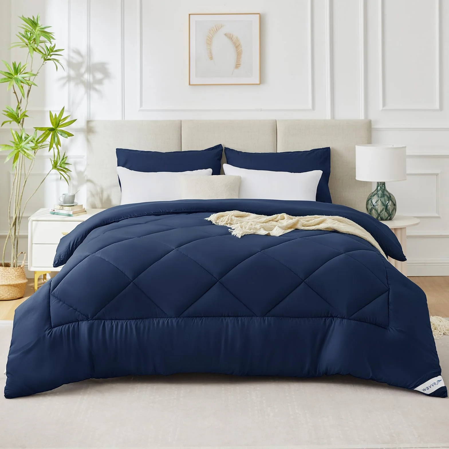 WAVVE Kołdra 140x200 Kołdra zimowa ciepła, Kołdra pikowana zimowa 450gsm Mikrofibra 140x200cm, Miękka Przytulna Kołdra pikowana 140 x 200, Niebieska