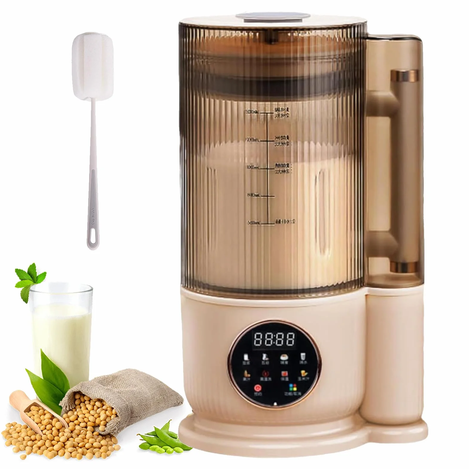 Maszynka do mleka orzechowego, 1500 ml, automatyczna maszyna do mleka sojowego z 12 ostrzami, timer 24 h, samooczyszczająca, 500 W, do mleka roślinnego do owsa i soi