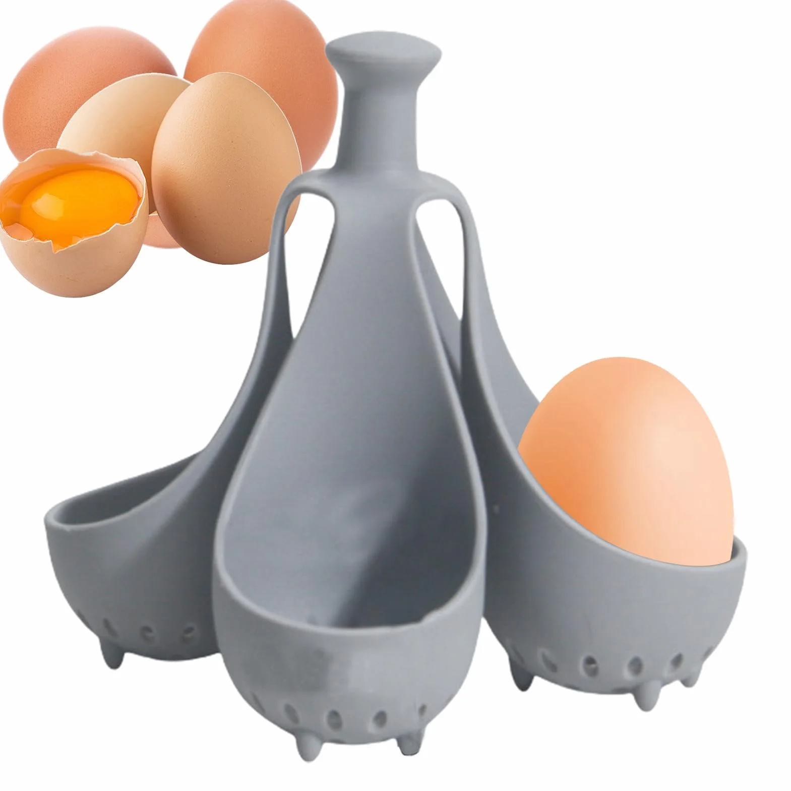 Silicone Egg Cooker Cups Egg Poacher Set 5.12x5.12x4.92 Inches High Temperature Resistant Dishwasher Safe