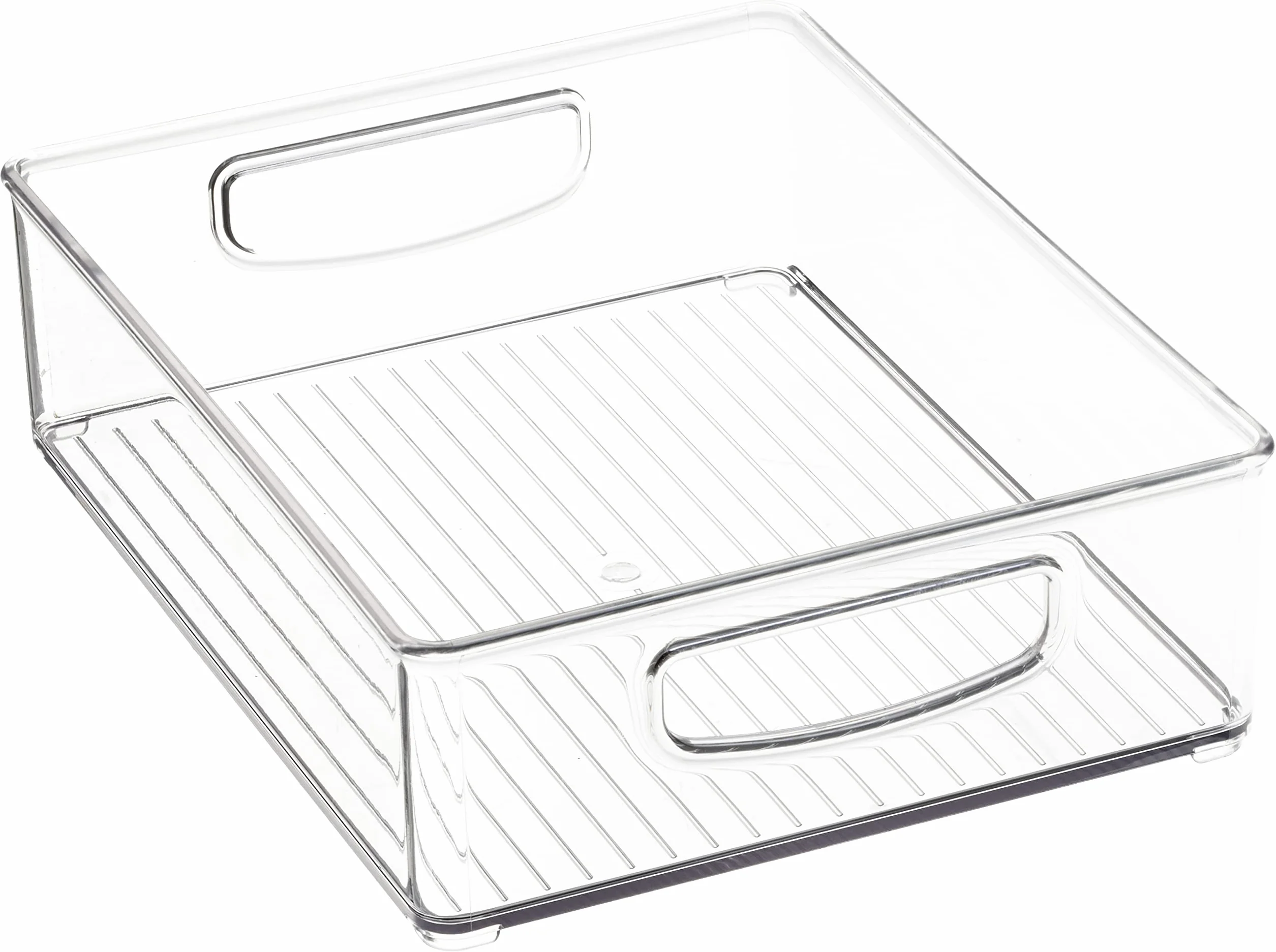 iDesign 6-częściowy organizer kuchenny z recyklingu, z tworzywa sztucznego, z wbudowanymi uchwytami, do kuchni, lodówki, zamrażarki, spiżarni i szafek, różne rozmiary, przezroczysty