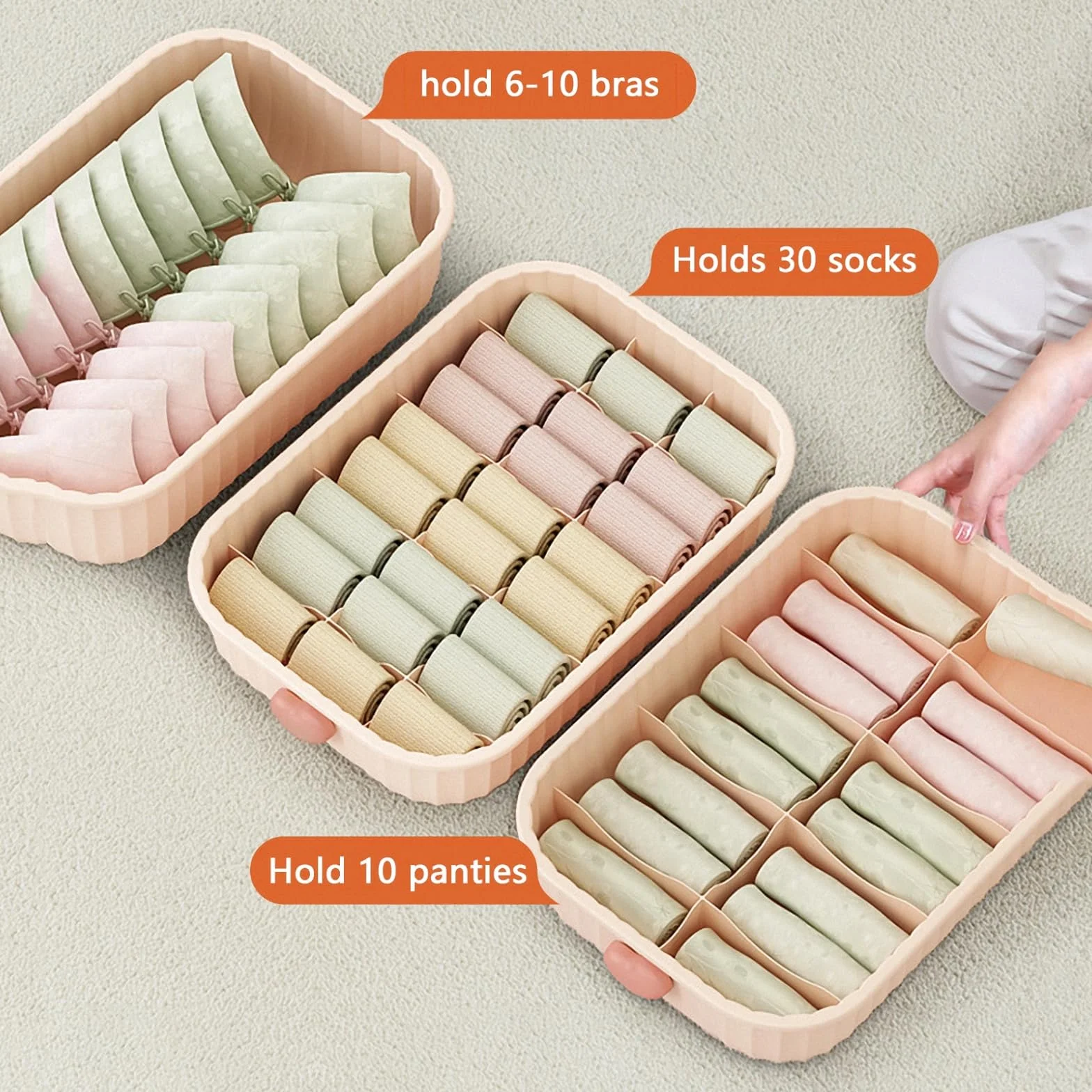 szuflada pod biurkiem, Organizer na biustonosze, majtki, skarpetki, szuflada ubrania, domowe, różowa 4, rozmiar(Pink1)