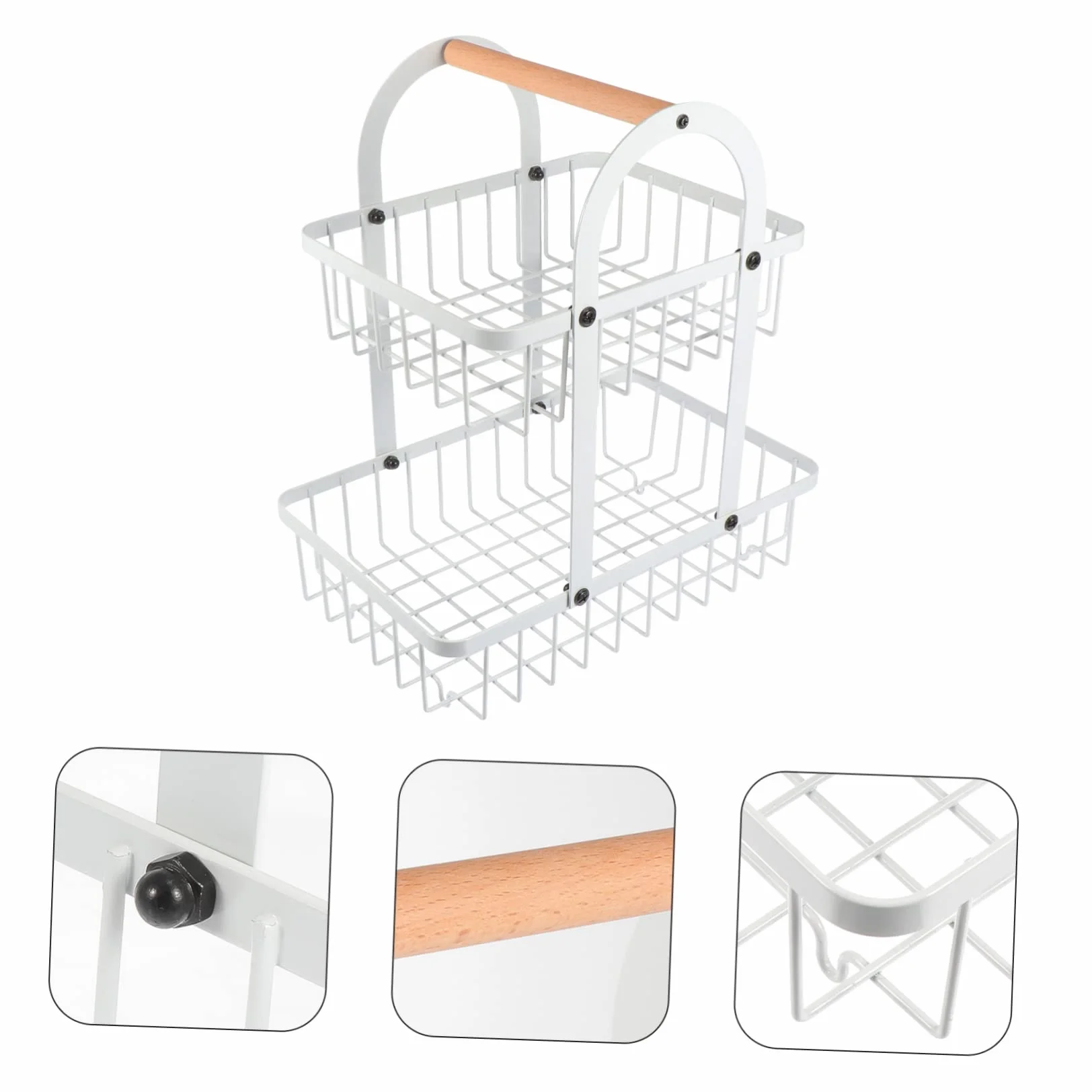 COLLBATH 1kawałek Koszyk Owoce z Podwójną Warstwą z Żelaza Wielofunkcyjny Organizer Do Przechowywania Warzyw i Przekąsek Elegancki Koszyk Stołowy Do Kuchni