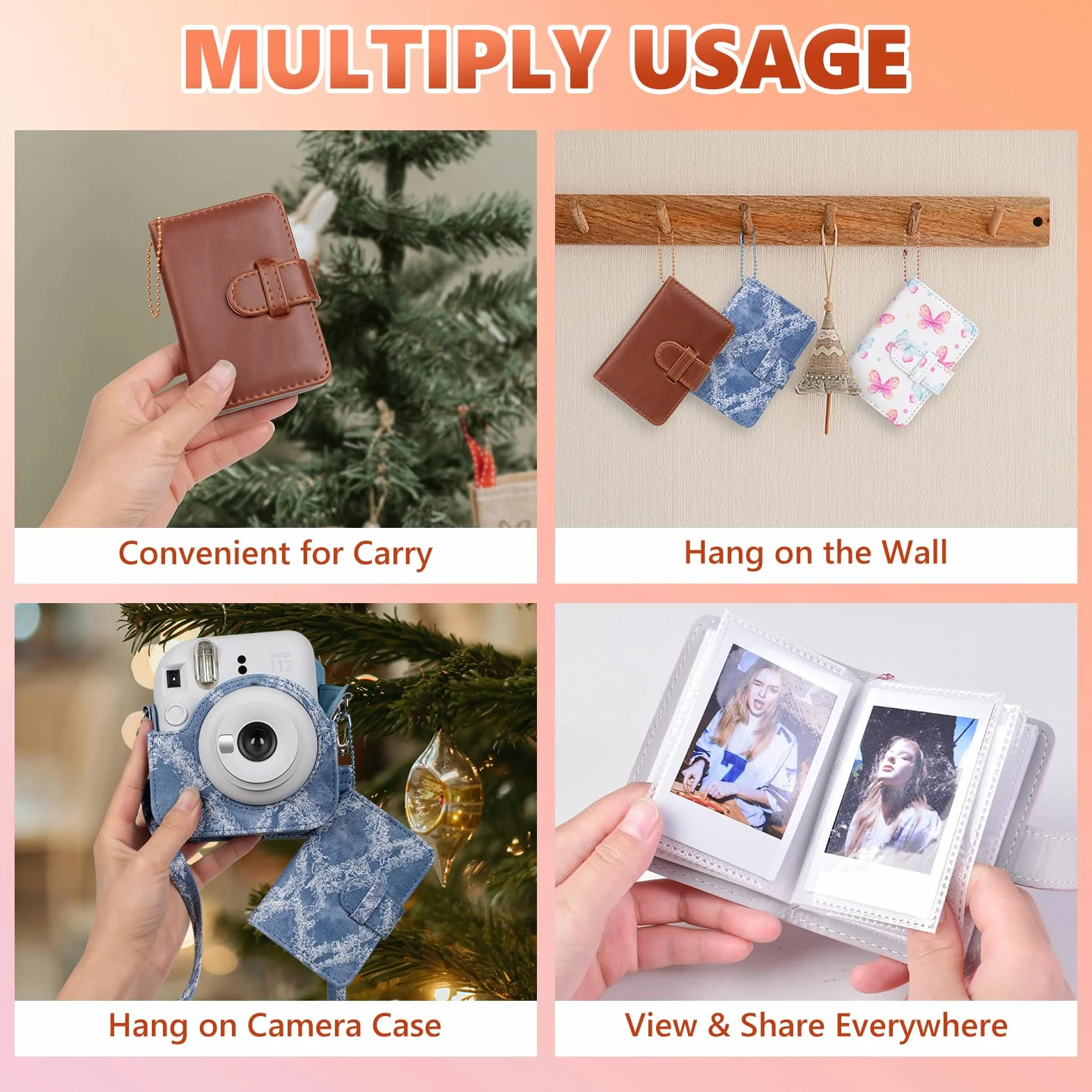Mini album fotograficzny z 28 kieszeniami, kompatybilny z Fujifilm Instax 2x3 Films – Mini 12, 70, 7s, 8, 8+, 9, 11, 40, 50s, 90, 99