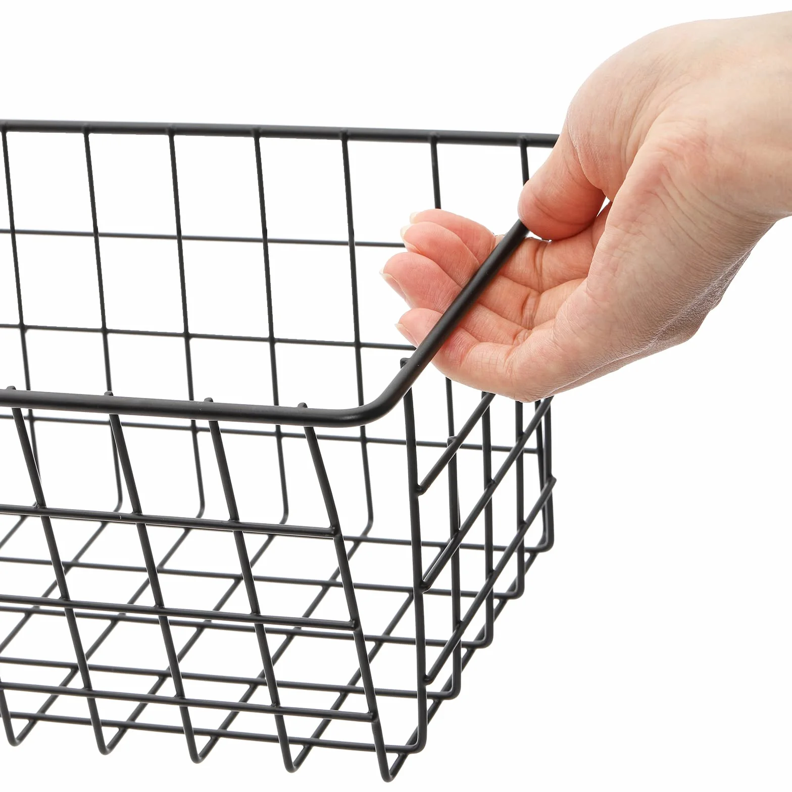 Hedume 2-pak metalowy drut organizer do przechowywania żywności z uchwytami, uniwersalny organizer do kuchni, spiżarni, szafy, pralni, szaf, łazienki - czarny